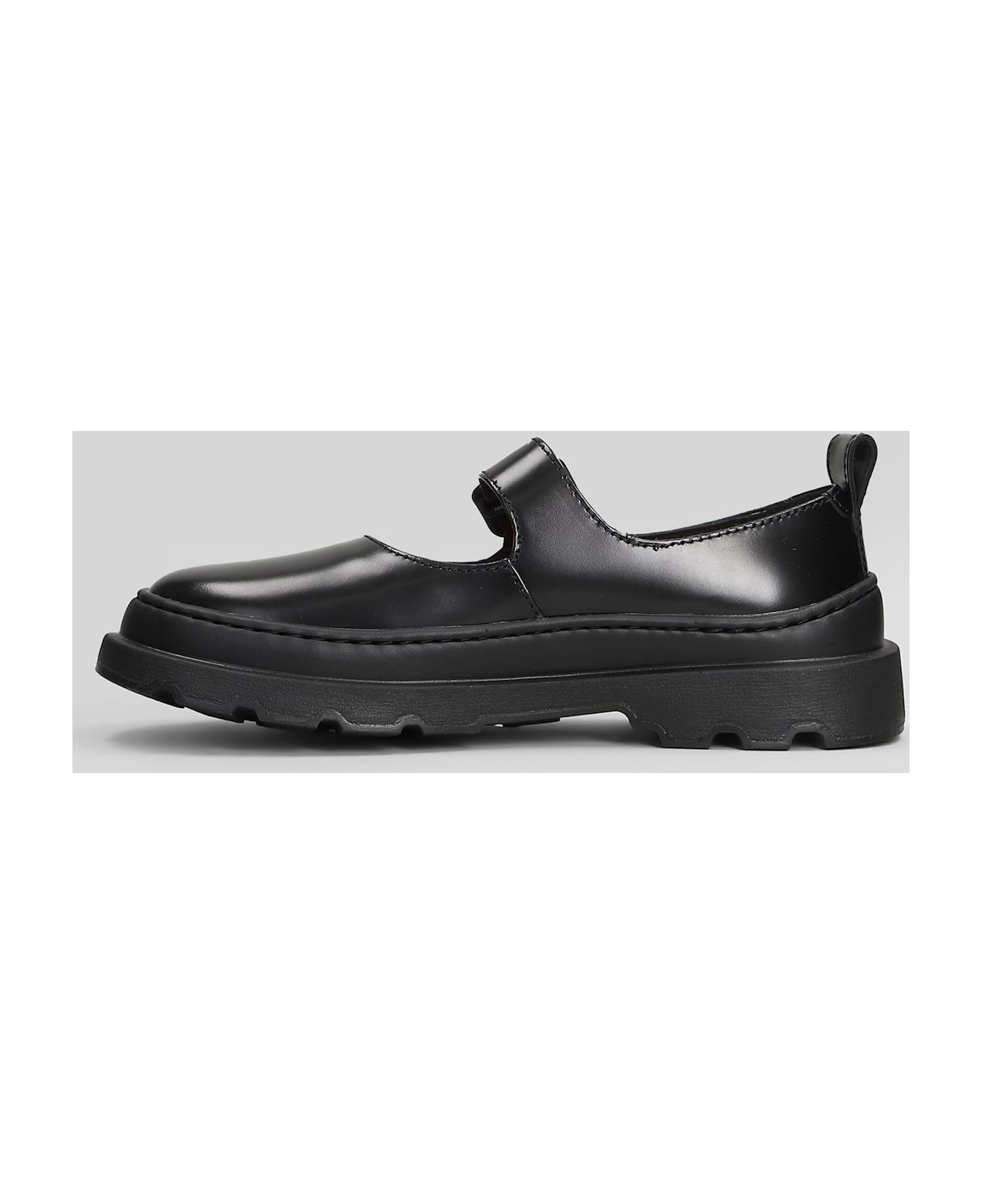 Camper Brutus Ballet Flats In Black Leather - black