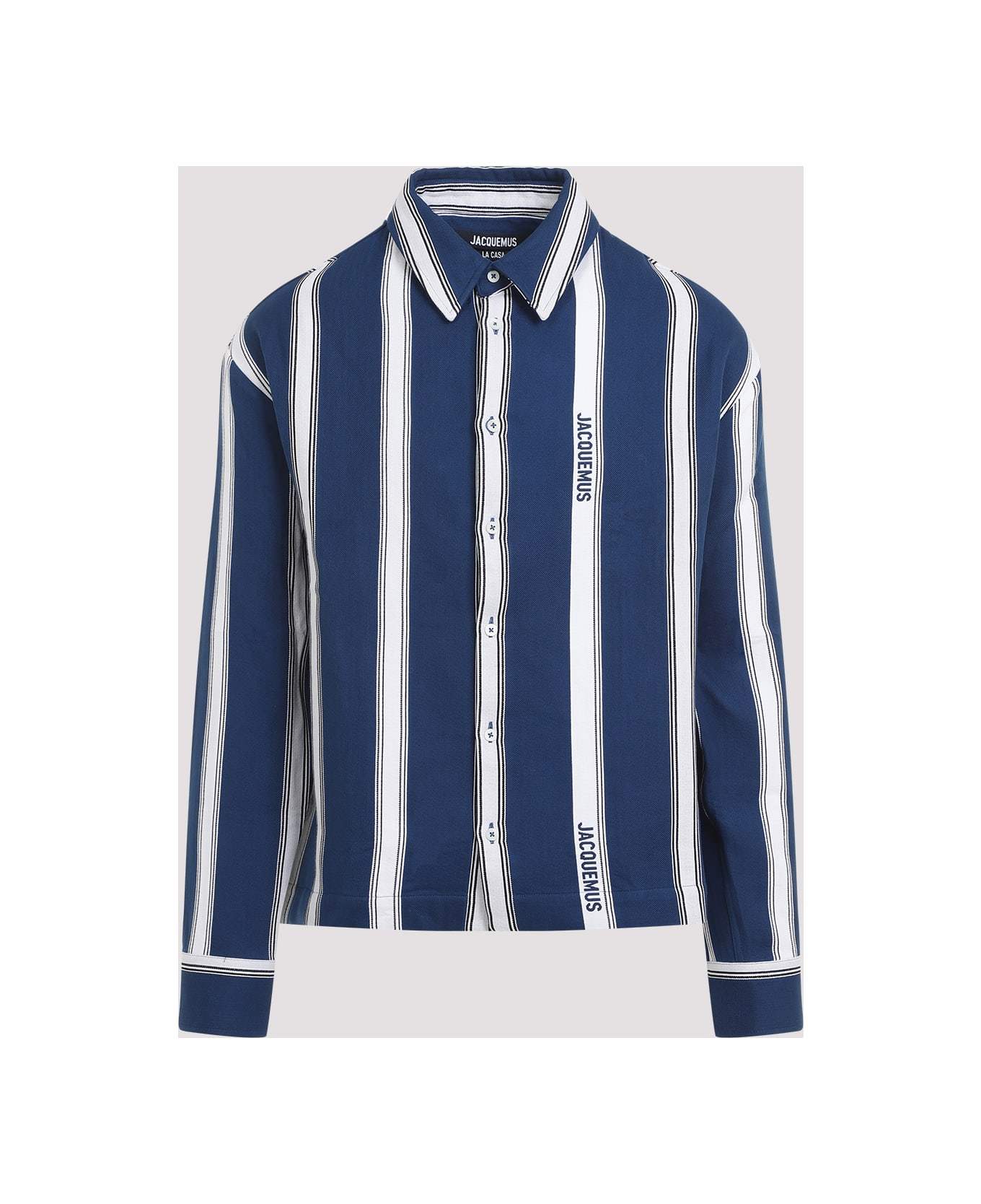 Jacquemus La Chemise Papier Shirt - Gx Jacquard Logo Stripes Whi