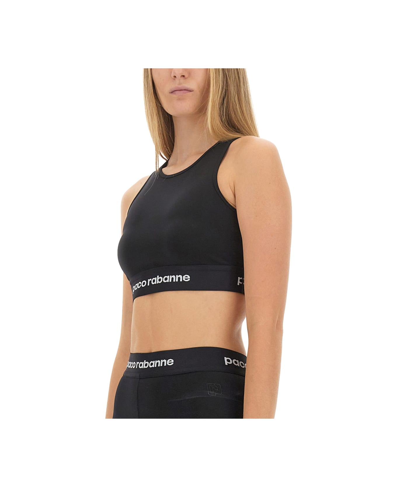 Paco Rabanne Tops With Logo - BLACK