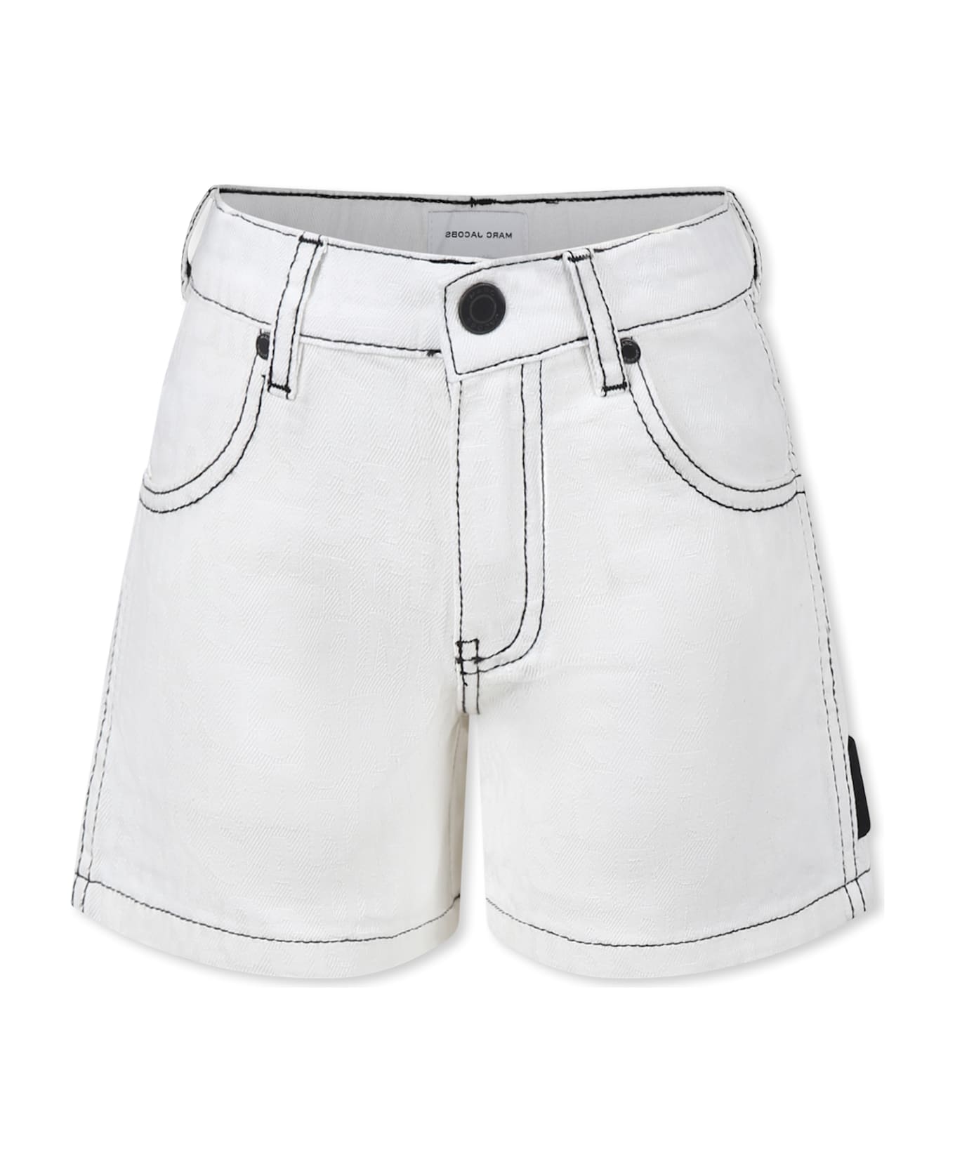 Little Marc Jacobs White Shorts For Girl With Logo - White