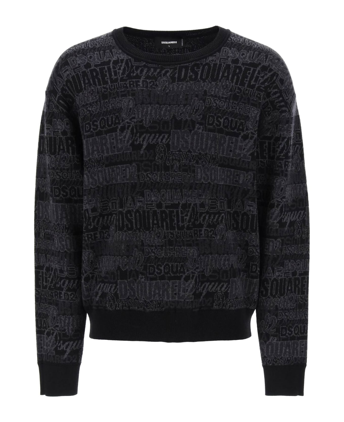 Dsquared2 Sweater With Logo Lettering Motif - BLACK GREY (Grey)