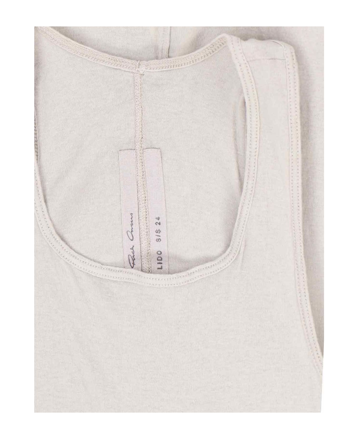 Rick Owens Grey Tank Top With Curved Hem In Cotton Man - Beige