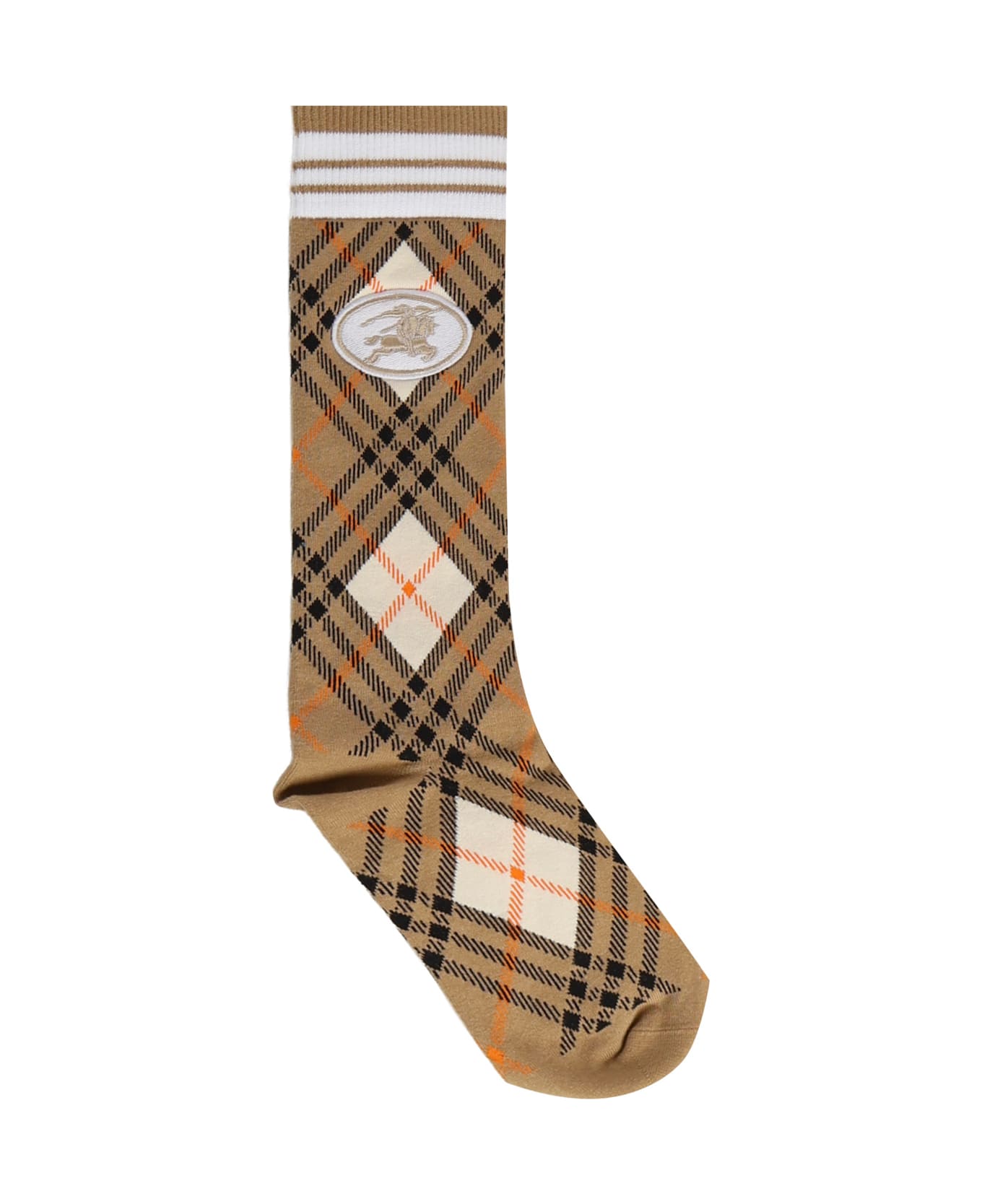 Burberry Check Cotton Blend Socks - Biscuit