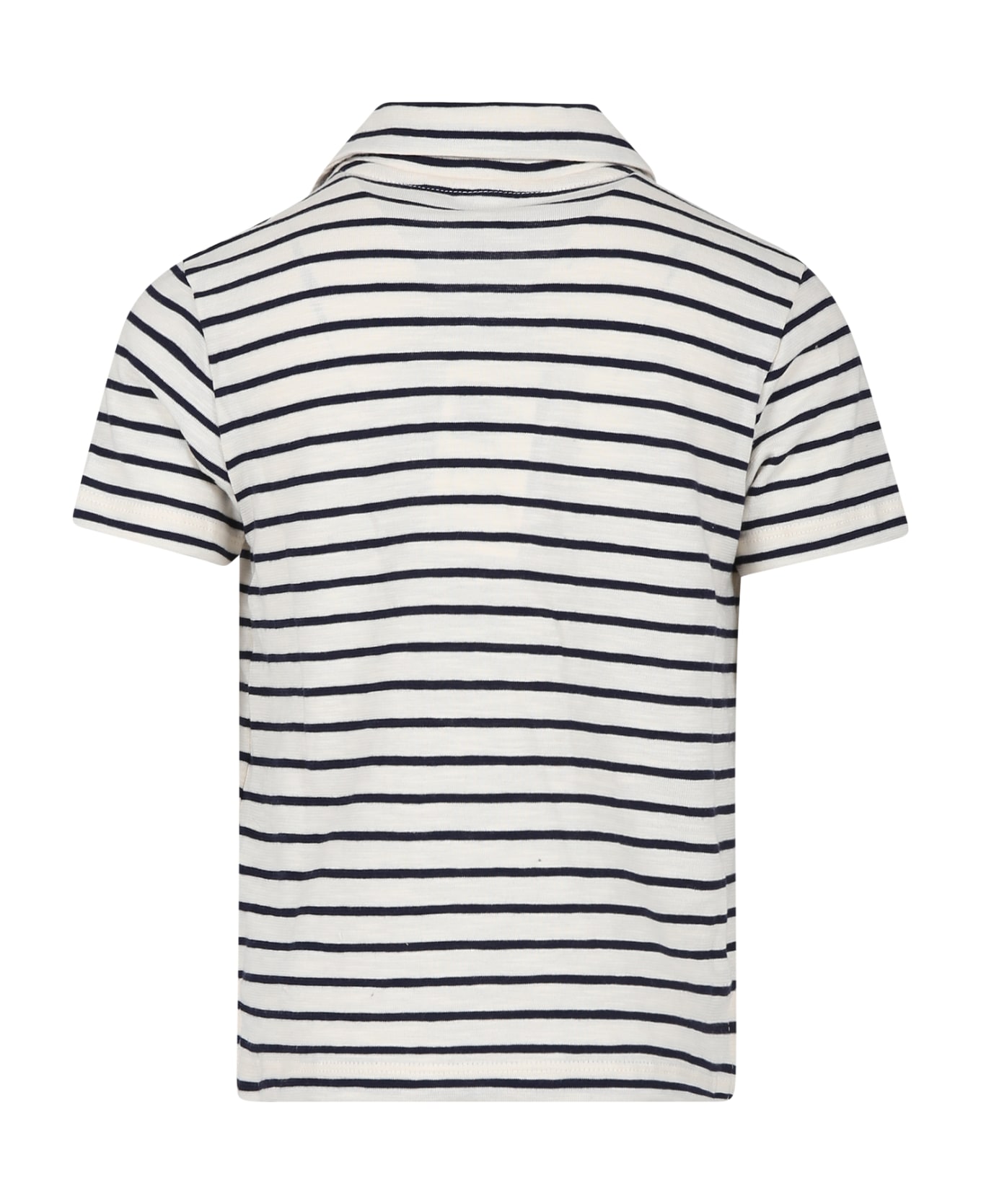 Petit Bateau White Polo Shirt For Boy With Stripes - White Tシャツ＆ポロシャツ