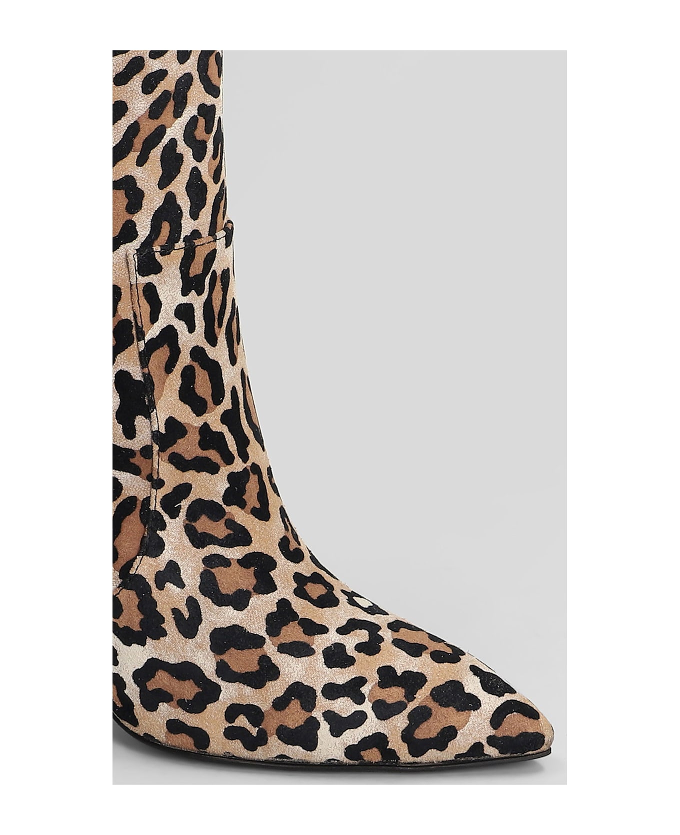 Via Roma 15 High Heels Ankle Boots In Animalier Suede - Animalier