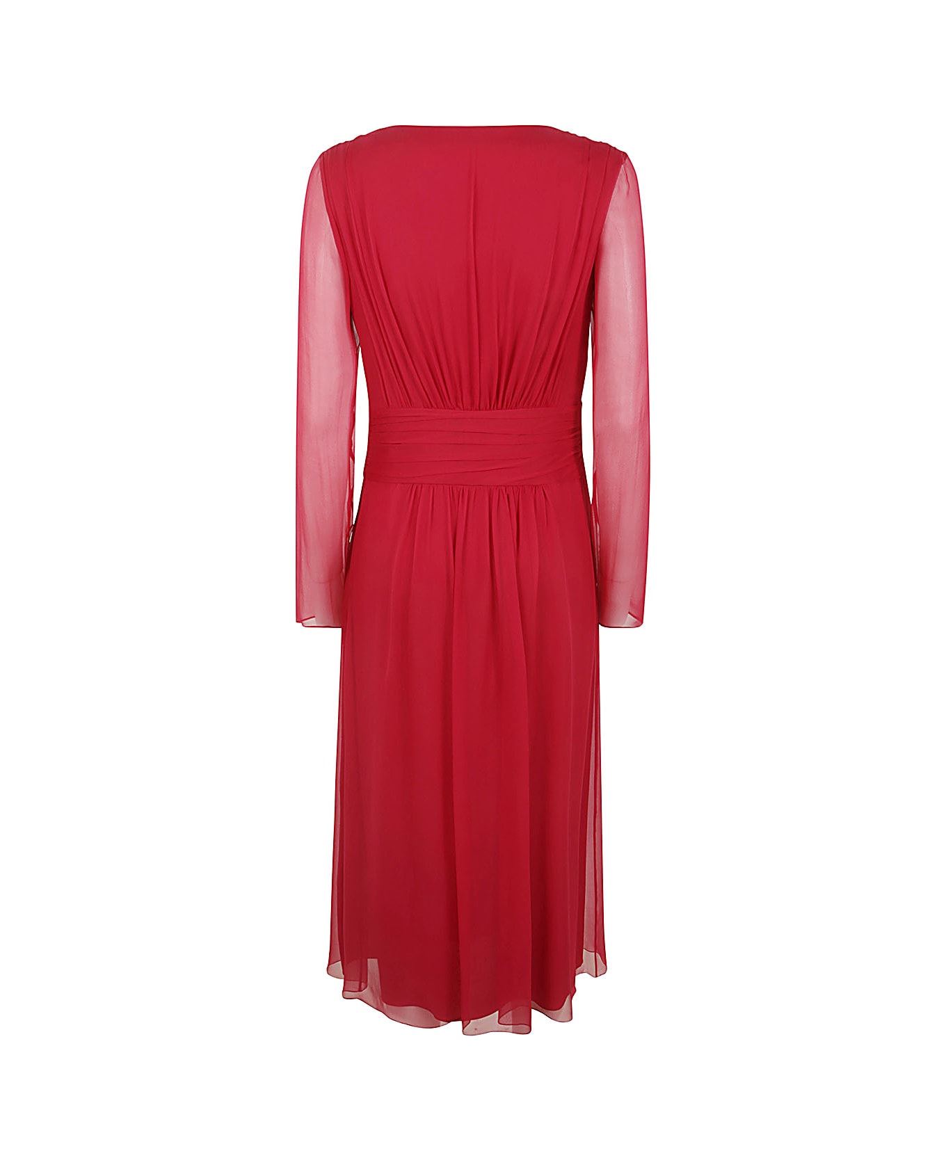 Alberta Ferretti Long Sleeve Elegant Dress - Raspberry ワンピース＆ドレス