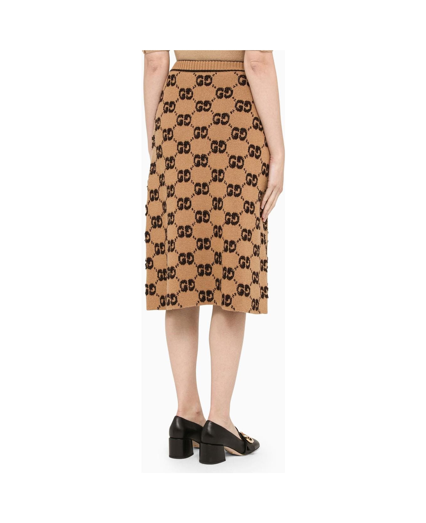 Gucci Camel Skirt In Wool Knit - Camel