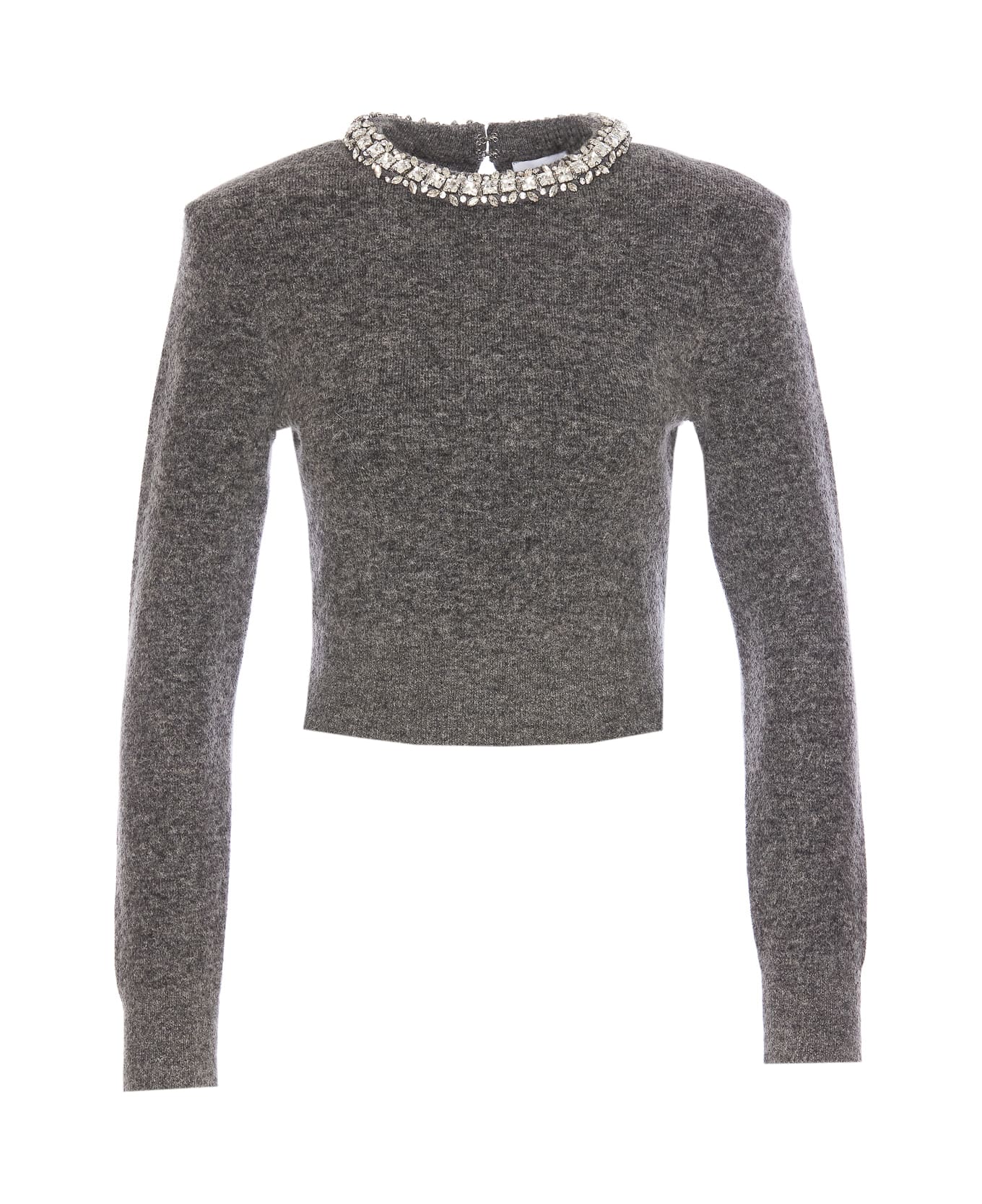 self-portrait Embellished Knit Top - Grey
