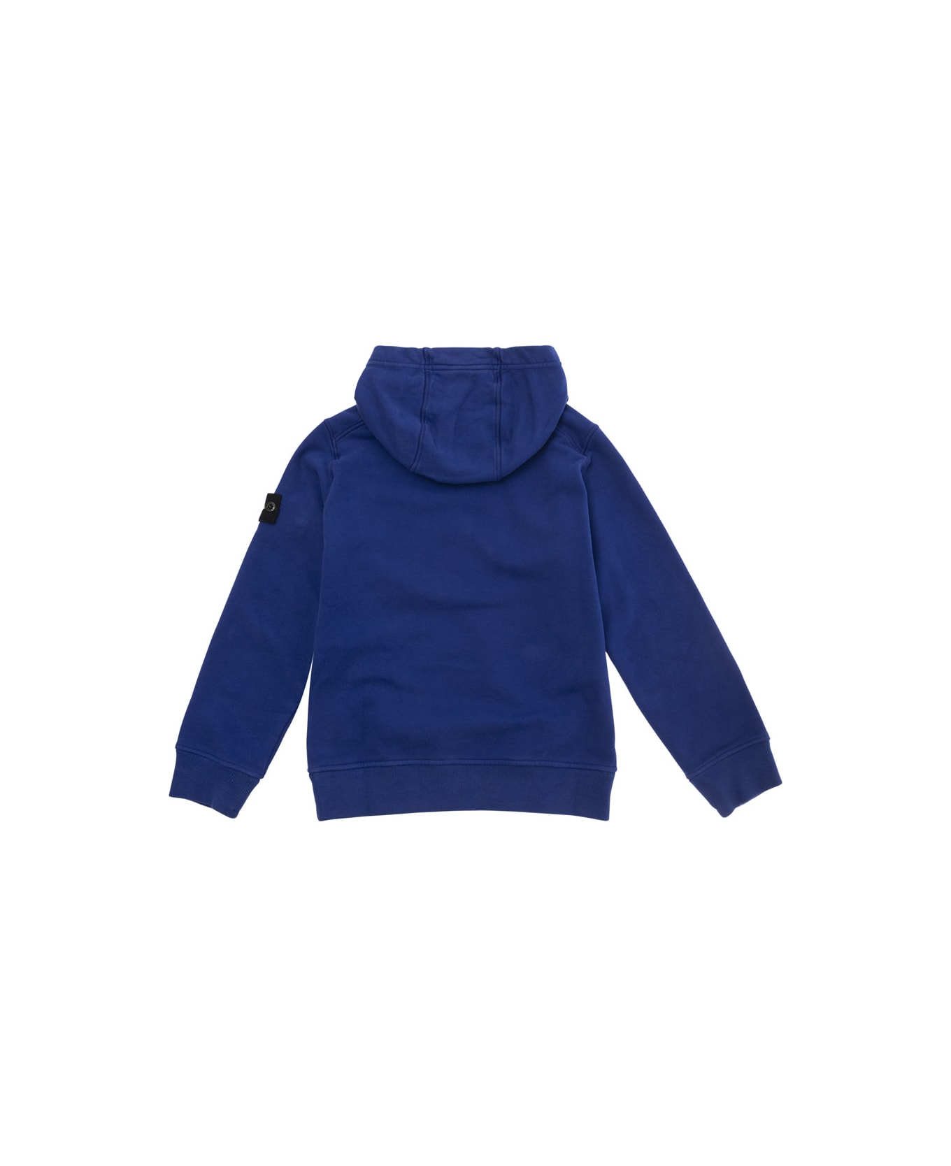 Stone Island Junior Blue Hoodie With Logo Patch In Cotton Man - Blu