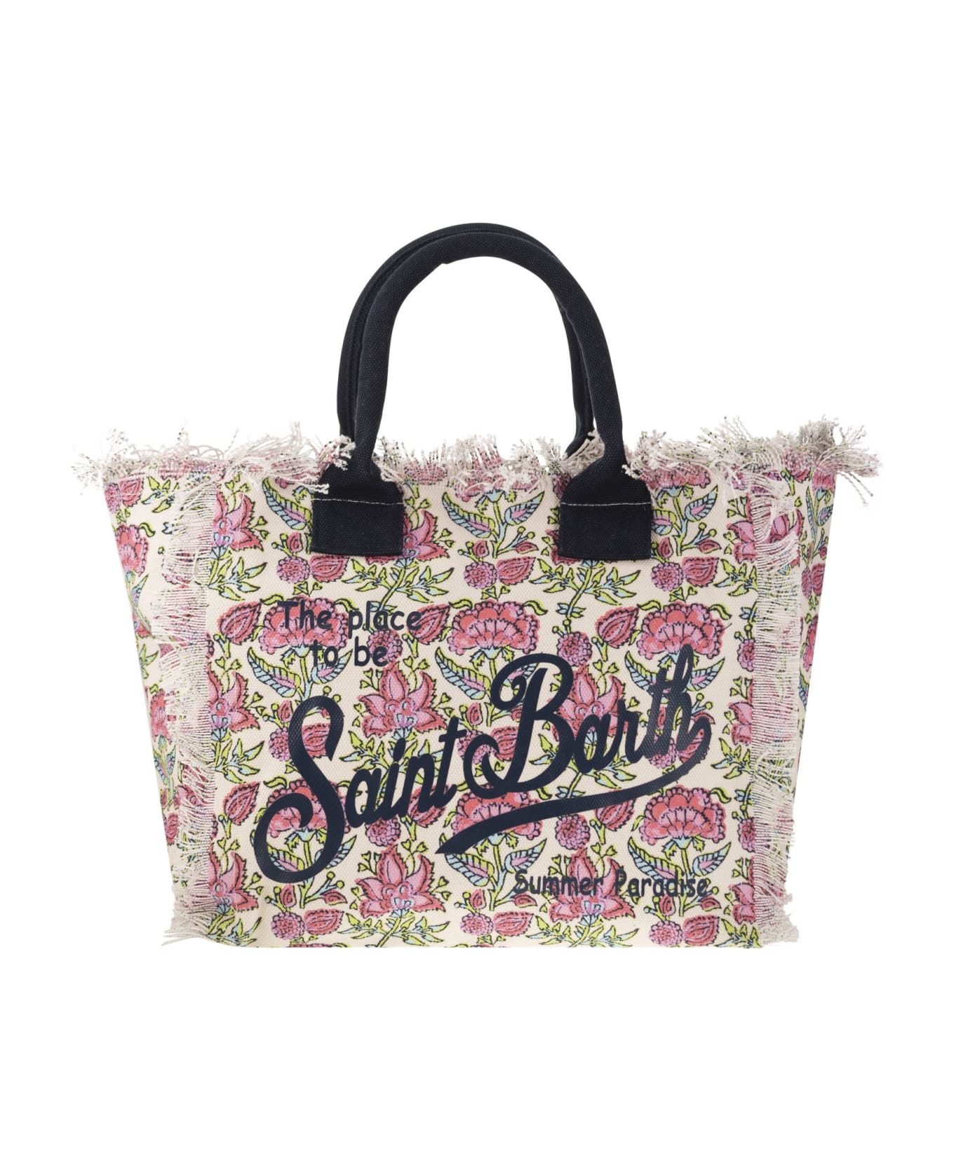 MC2 Saint Barth Vanity - Canvas Bag With Floral Print - Pink トートバッグ