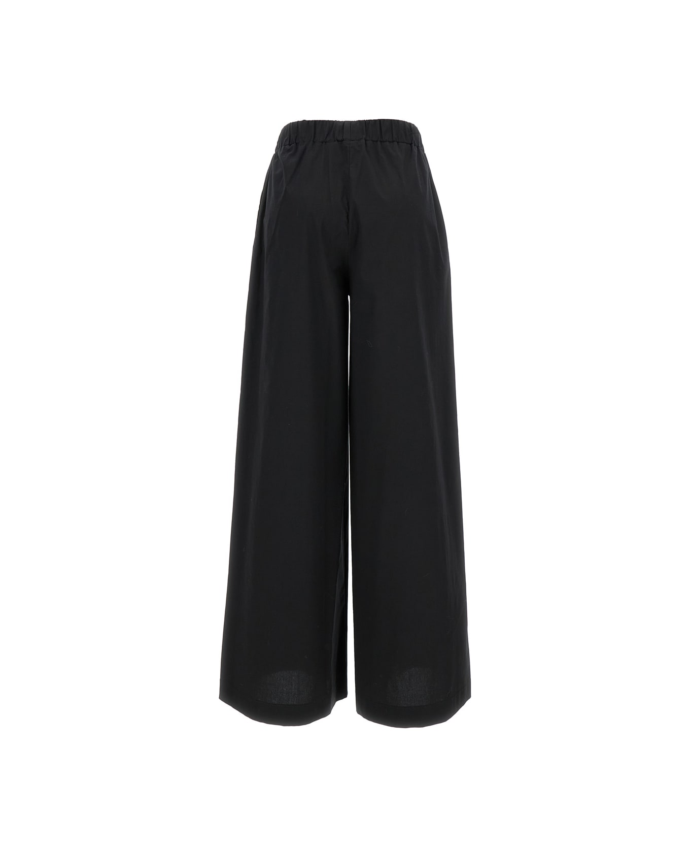 Federica Tosi Black Elastic High-waisted Pants In Stretch Cotton Woman - Black