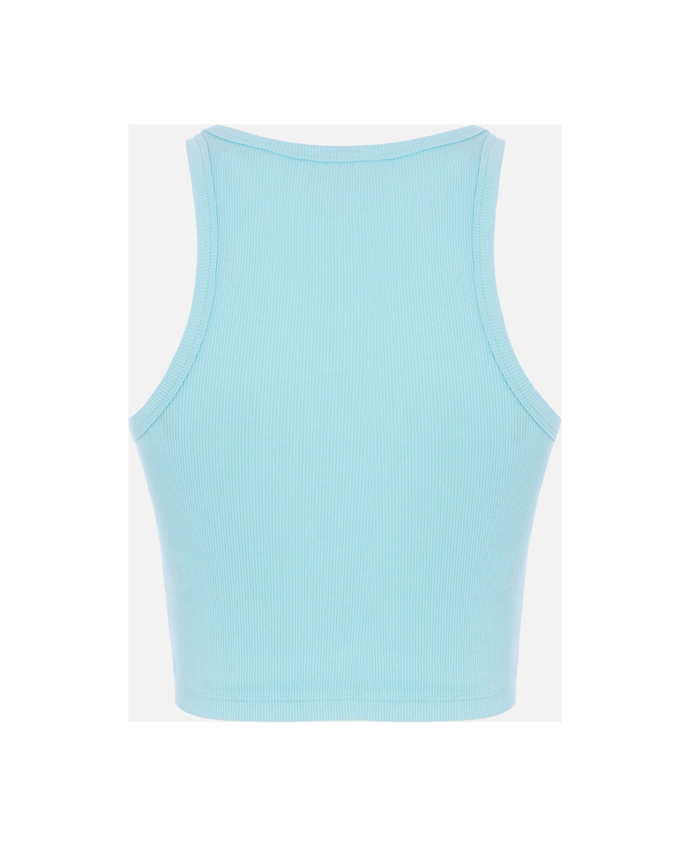 MC2 Saint Barth Woman Rib-knit Cotton Crop Tank With Saint Barth Beach Club Embroidery - GREEN