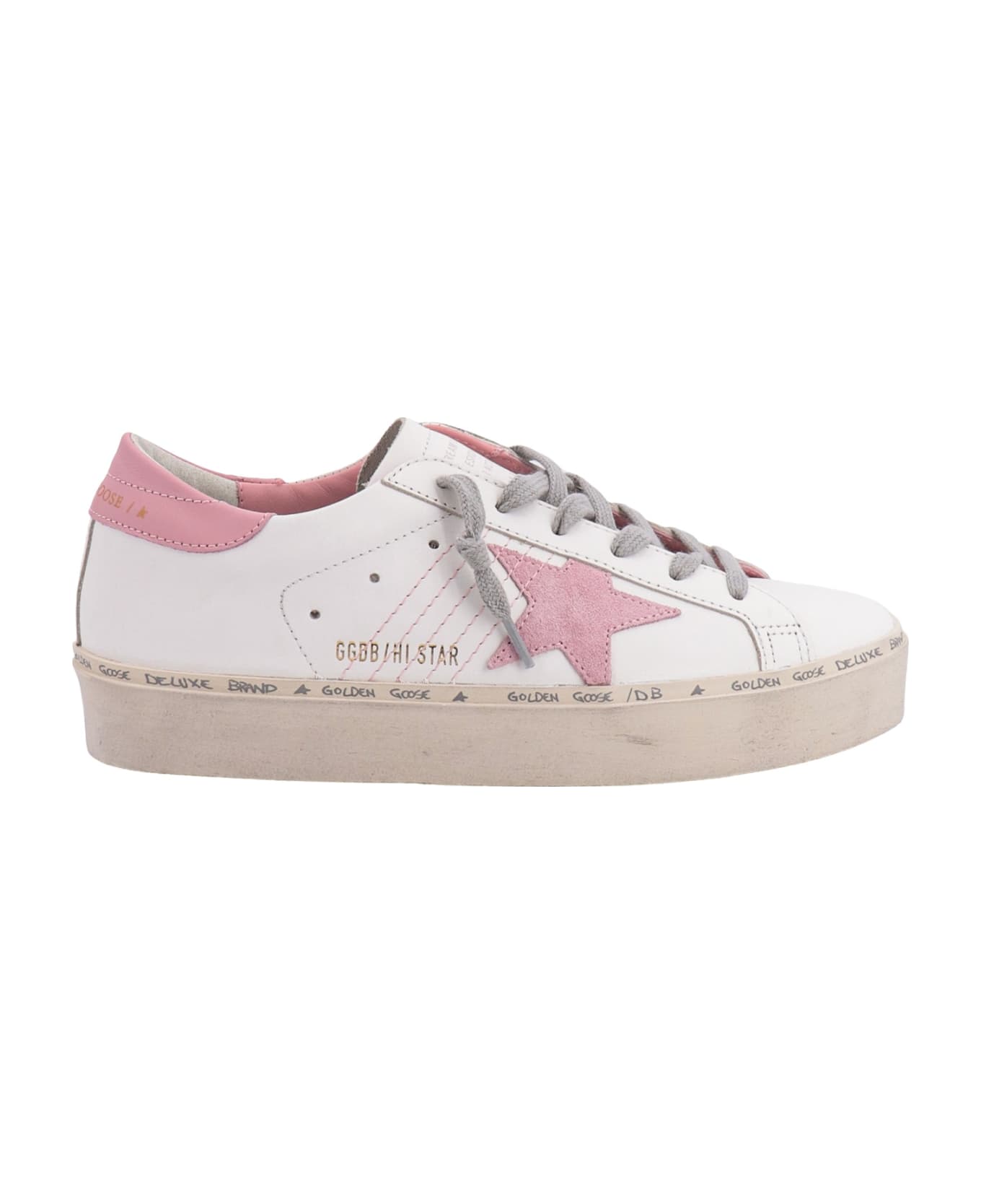 Golden Goose Hi Star Sneakers - White/Antique Pink