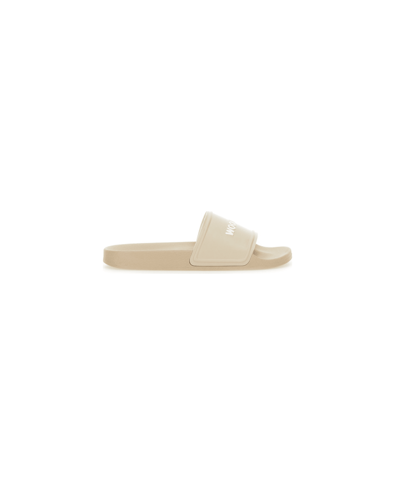 Woolrich Slide Sandal With Logo - BEIGE