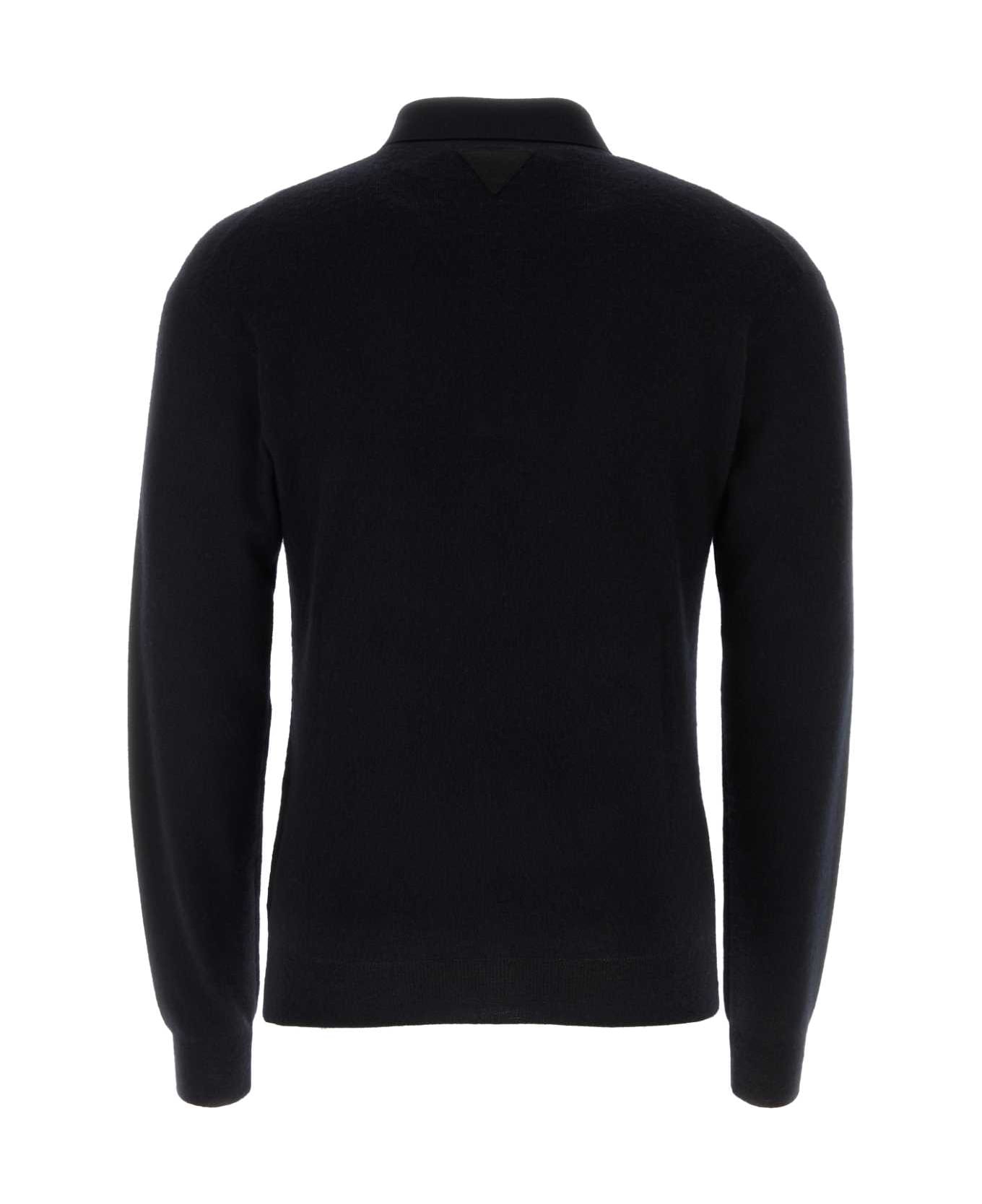Prada Black Cashmere Blend Polo Shirt - NERO