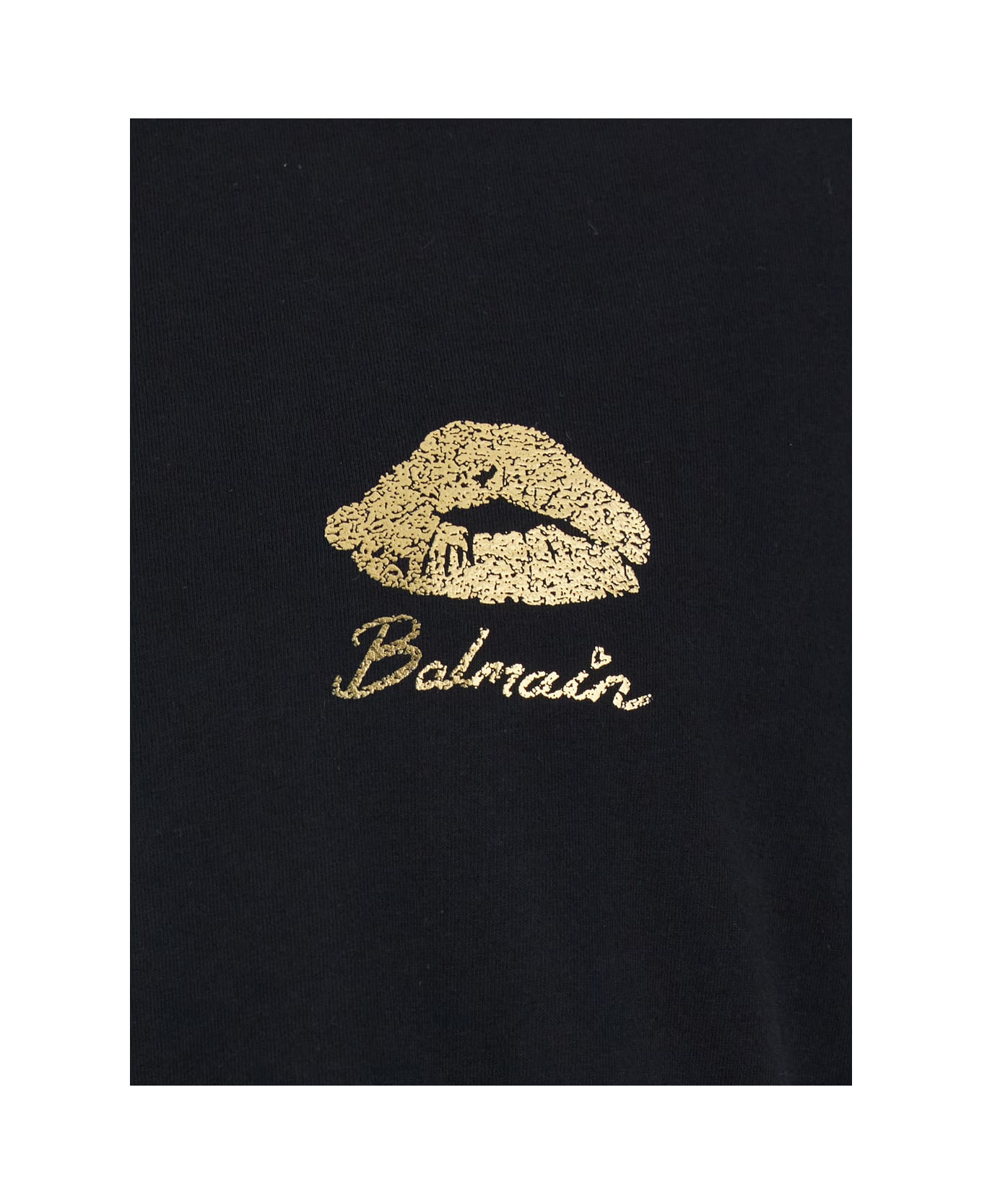 Balmain Gold Kiss Print Logo T.shirt Classic Fit - Ead Black Or