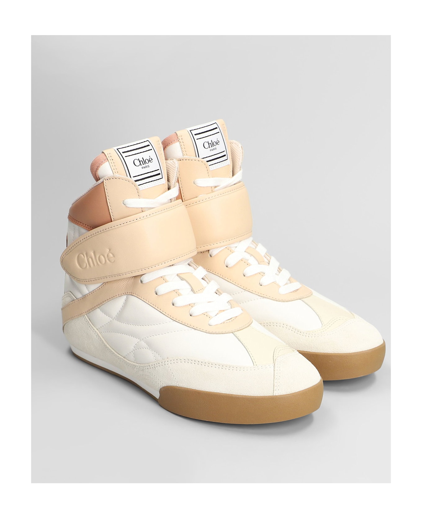 Chloé Kick Sneakers In White Suede And Leather - white
