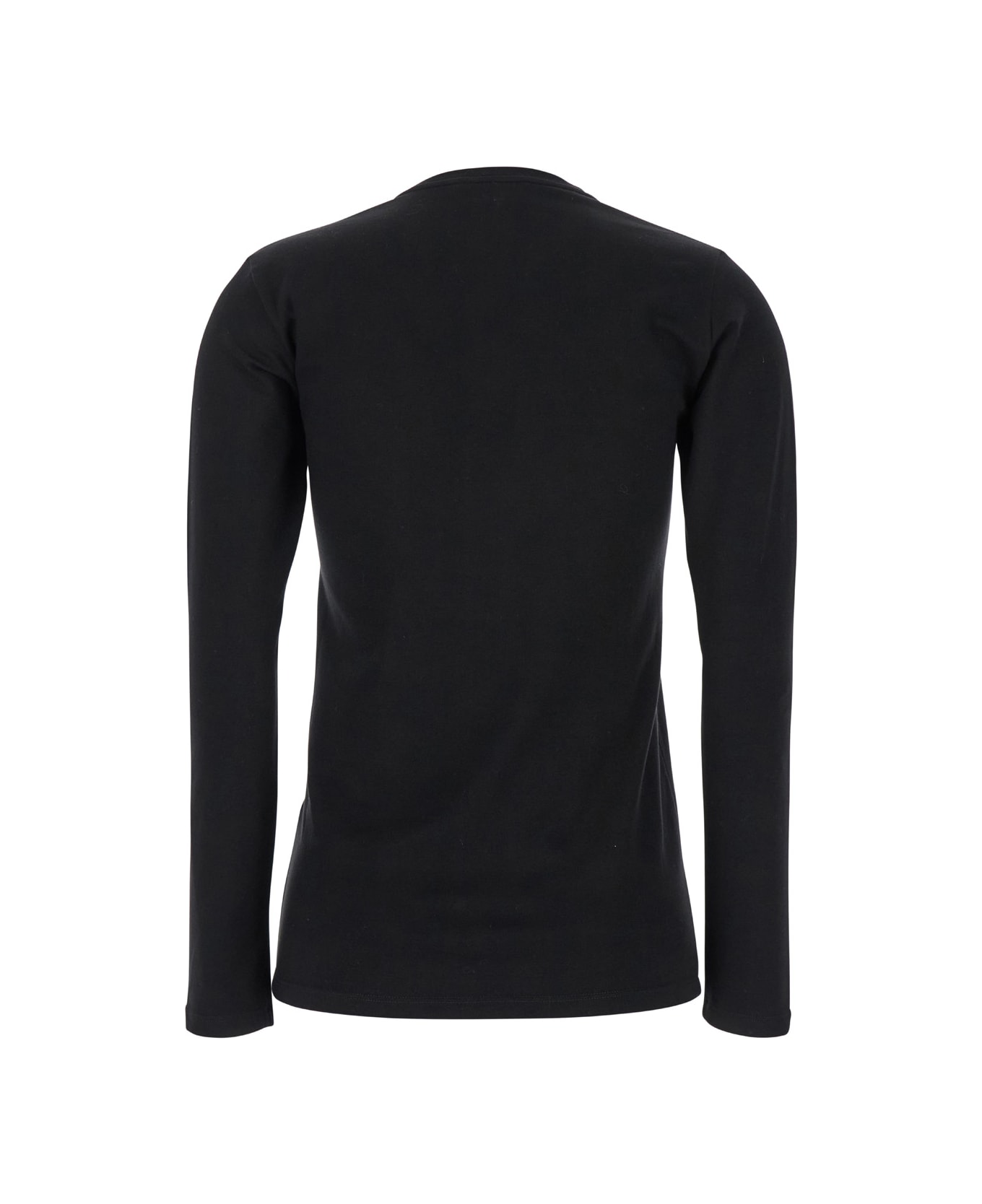 Parosh Black Long Sleeve Top In Fabric Woman - Black