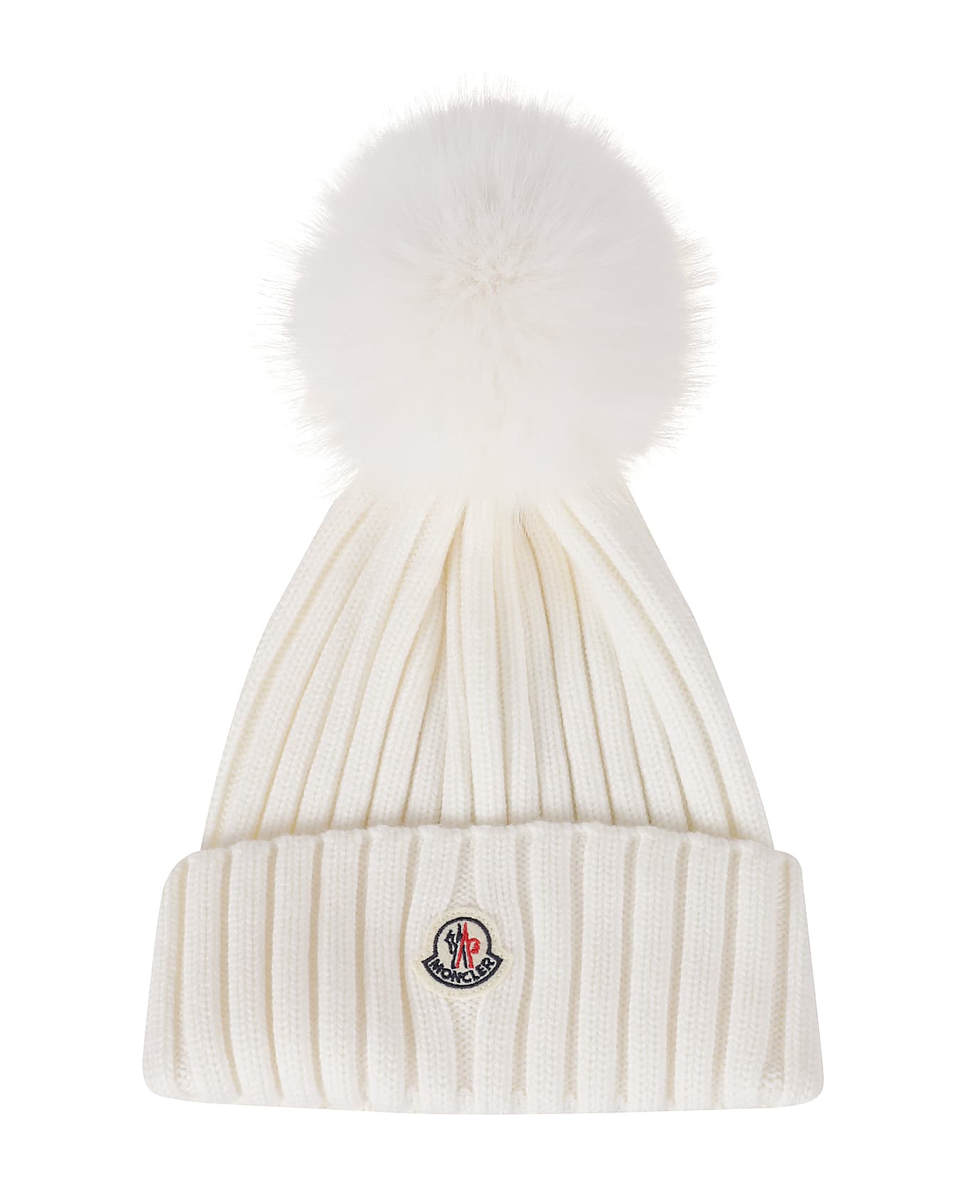 Moncler Logo Patch Beanie - Beige