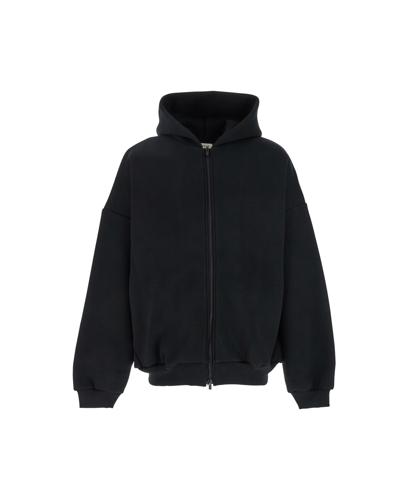 Fear of God Black Hoodie With Zip Closure And Eternal Writing On The Back In Cotton Blend Man - Black