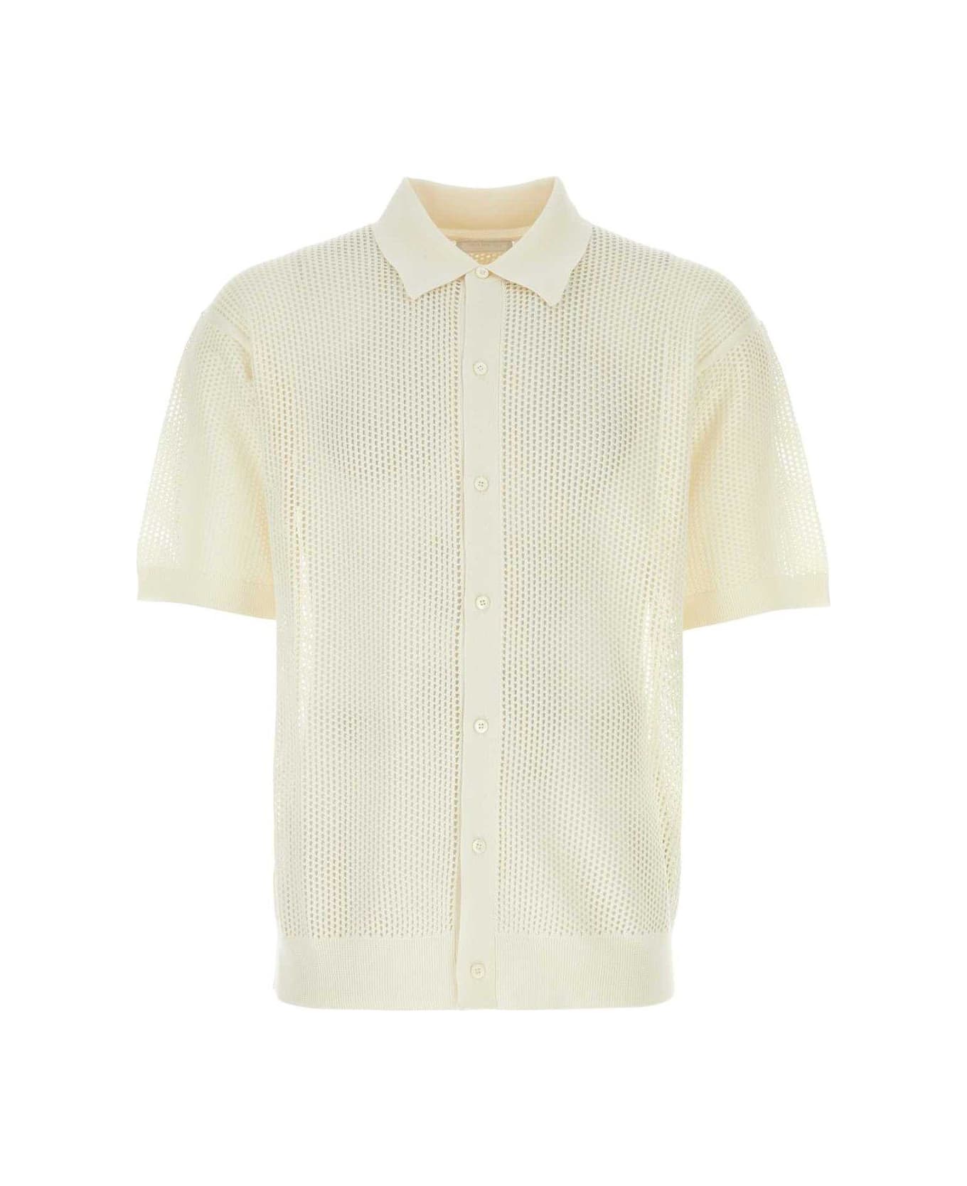 Prada Short-sleeved Collared Cardigan - Bianco