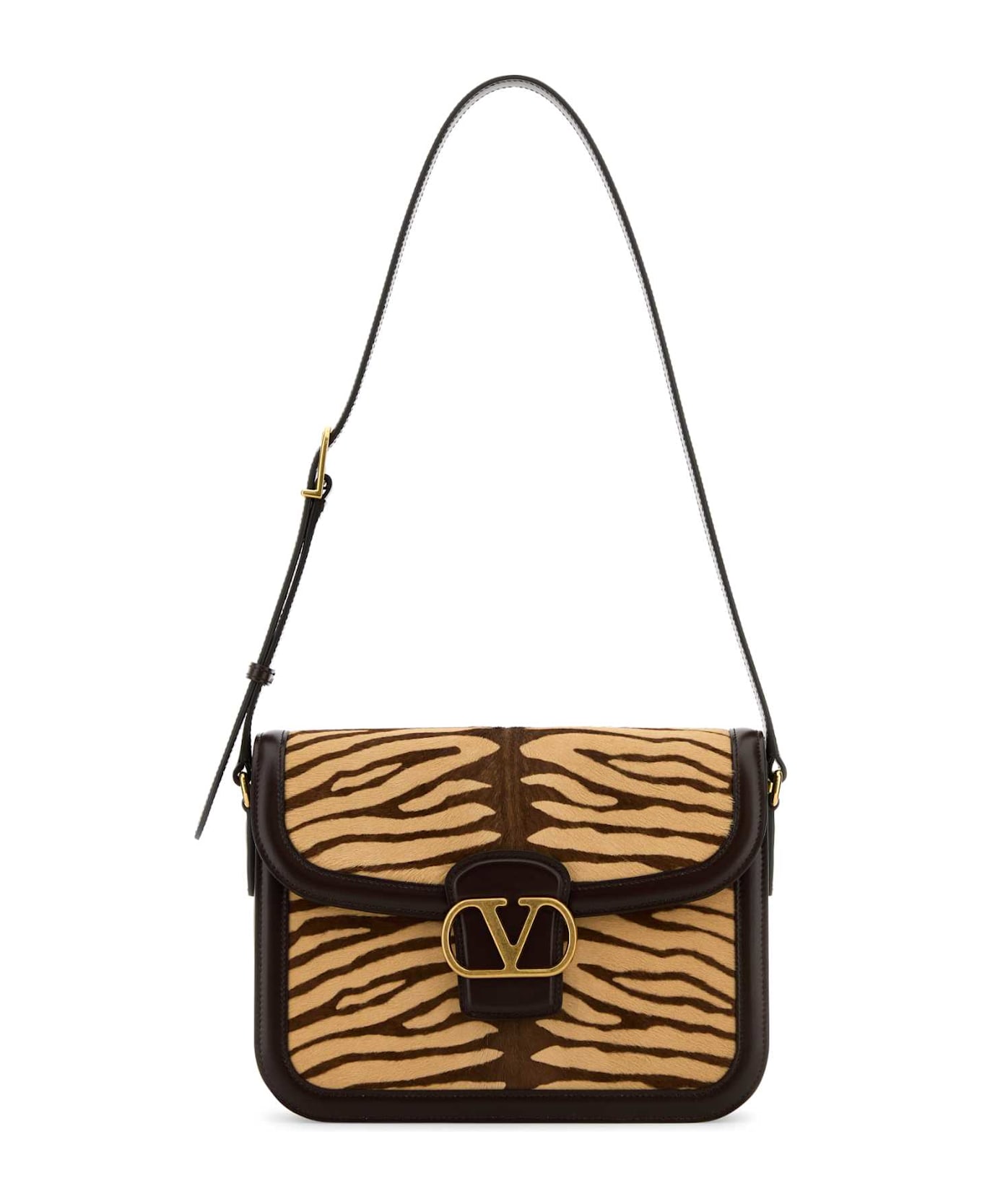 Valentino Garavani Two-tone Calf Hair And Leather 9to5 Shoulder Bag - BEIGETESTADIMOROOAKBROWN