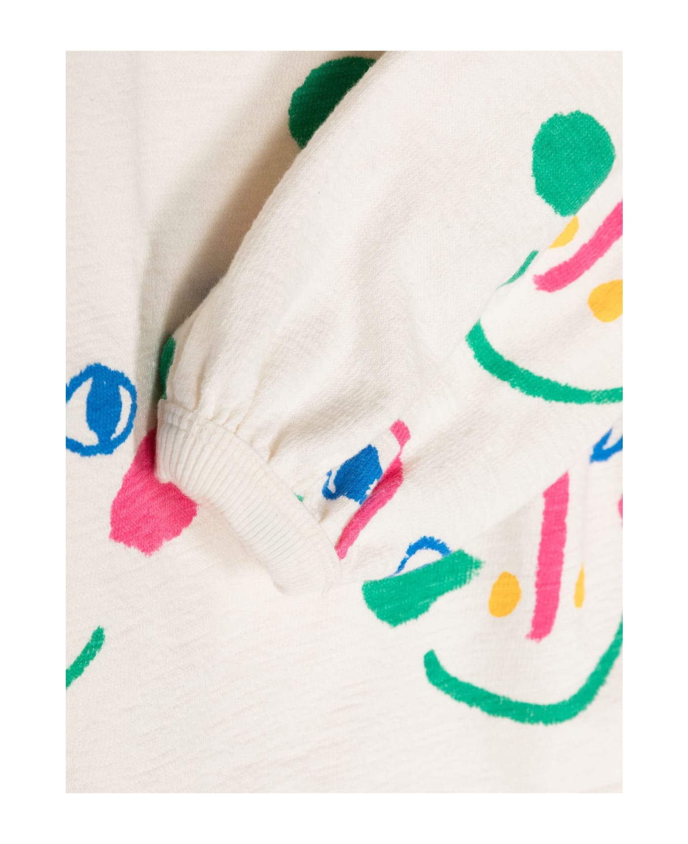 Bobo Choses Ivory Sweatshirt For Girl With All-over Multicolor Face - Ivory ニットウェア＆スウェットシャツ