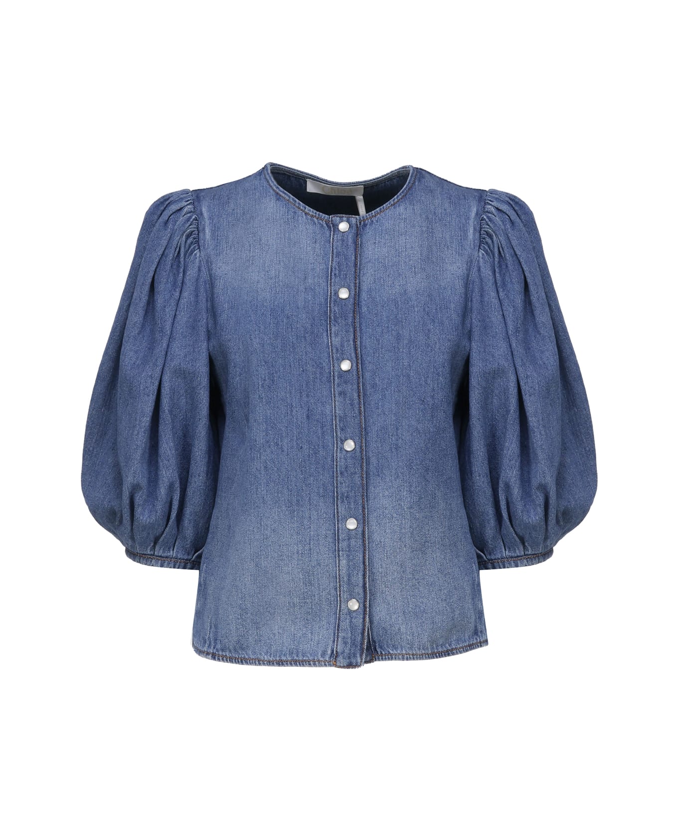 Chloé Collarless Shirt - Blue