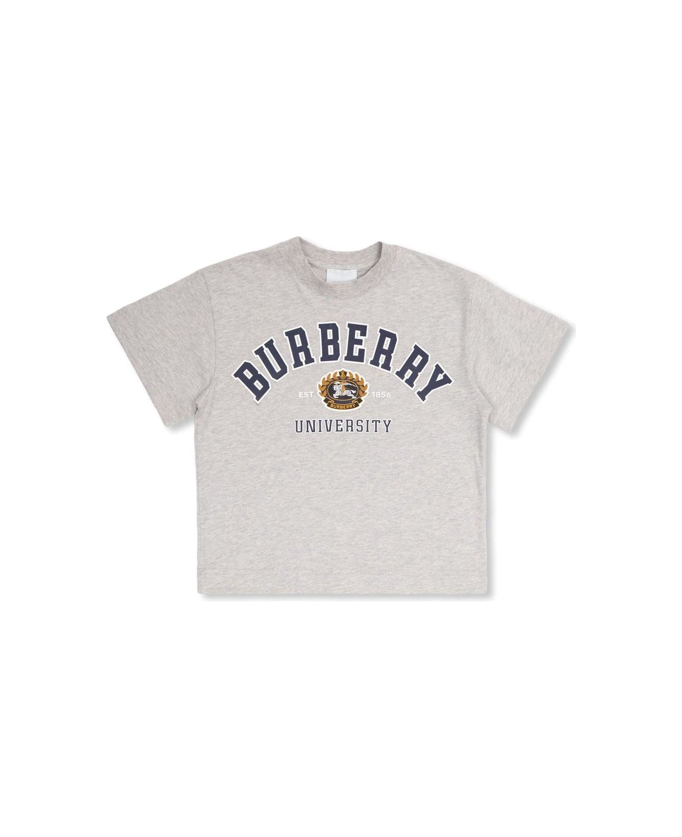 Burberry Logo Printed Crewneck T-shirt - Deep dove grey mel