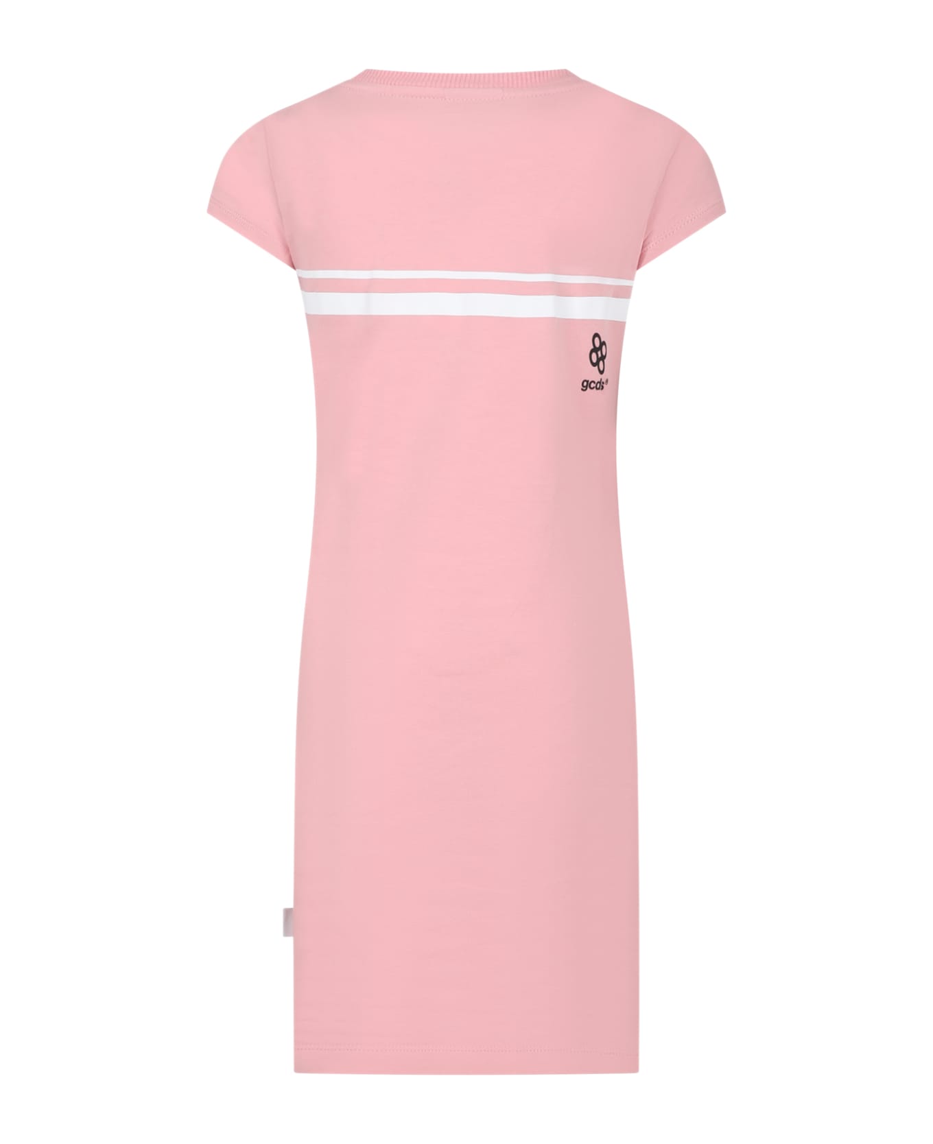 GCDS Mini Pink Dress For Girl With Logo - Pink ワンピース＆ドレス
