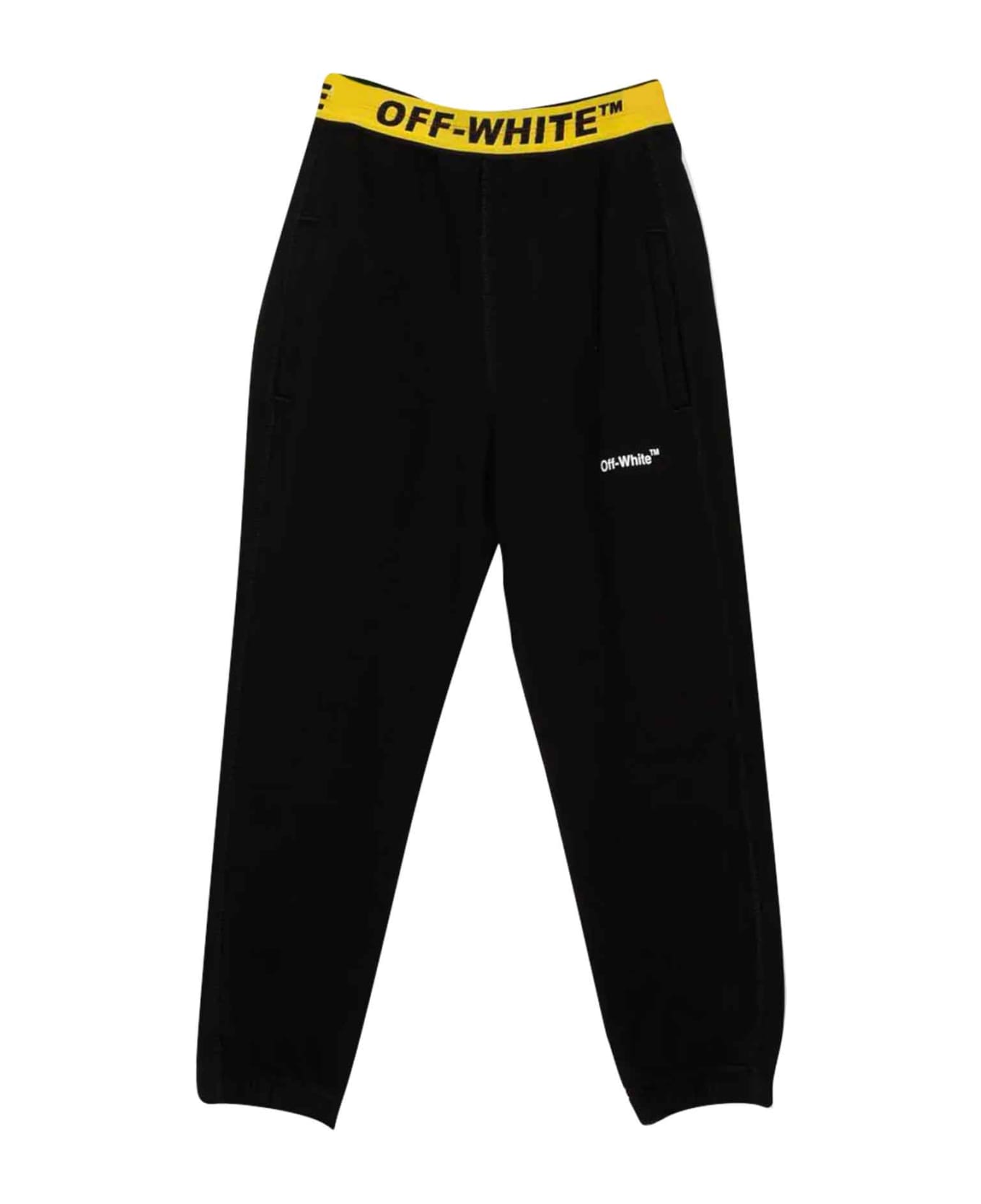 Off-White Boy Sport Trousers With Logo Det - Black Yell