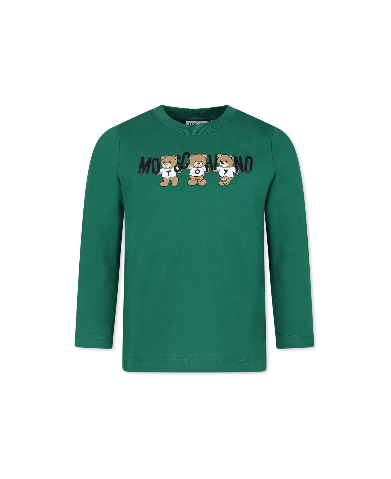 Moschino Green T-shirt For Kids With Three Teddy Bears - Green
