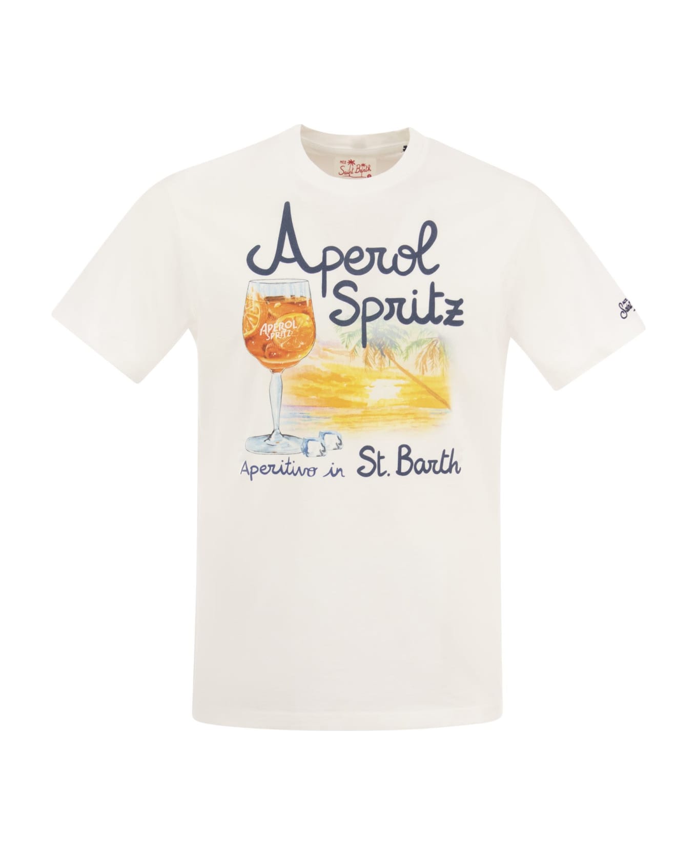 MC2 Saint Barth Cotton T-shirt With Aperol Spritz Print - White