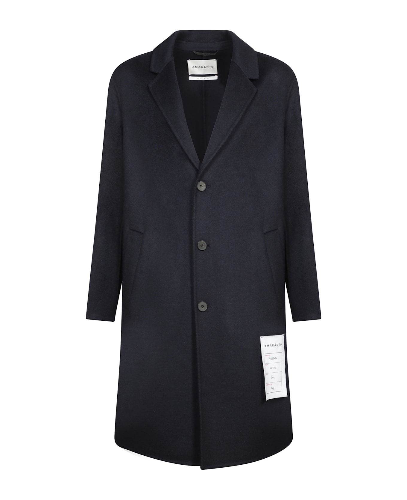 Amaranto Midnight Blue Wool Coat - Blue