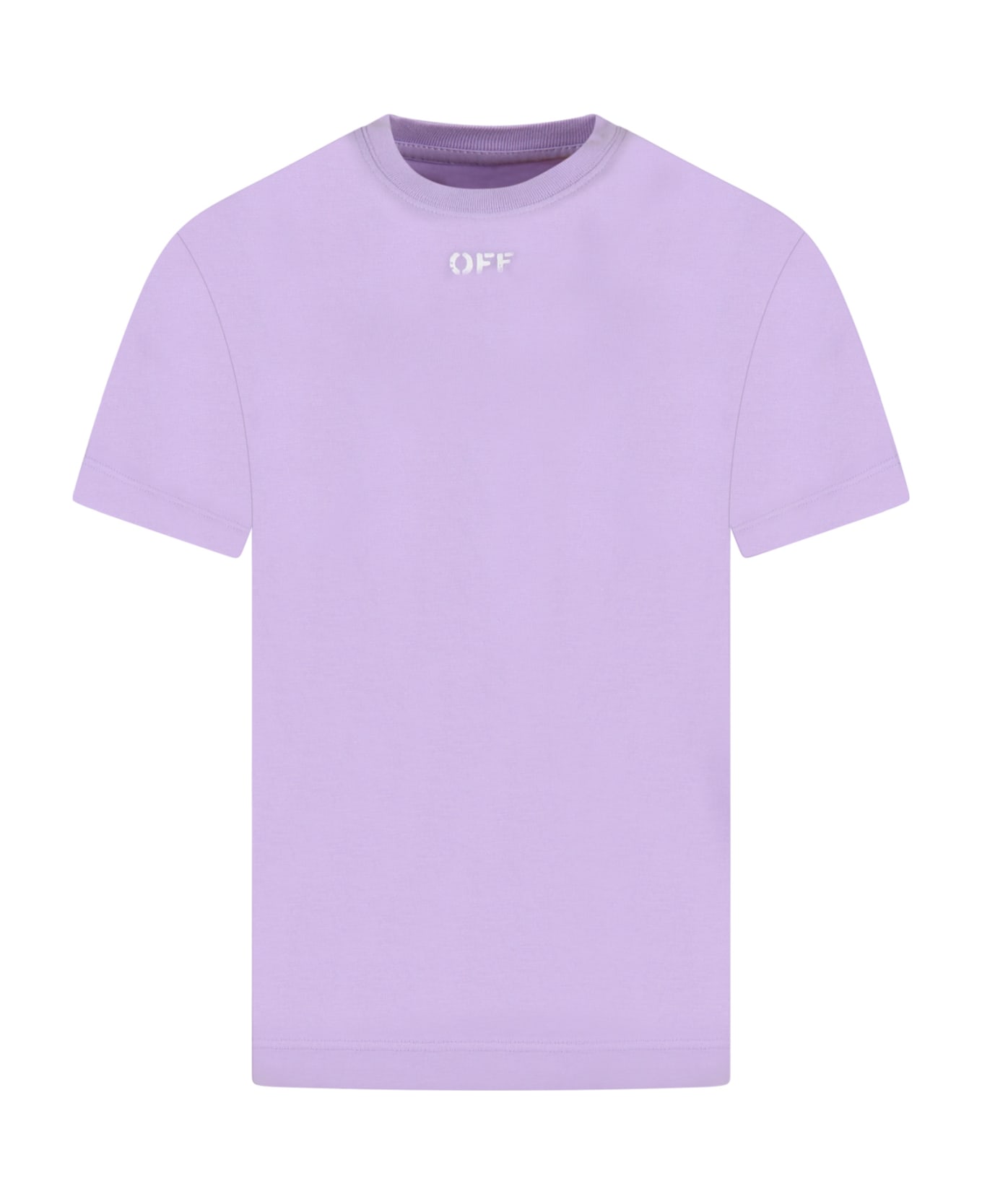 Off-White Lilac T-shirt For Girl With White Logo - Violet