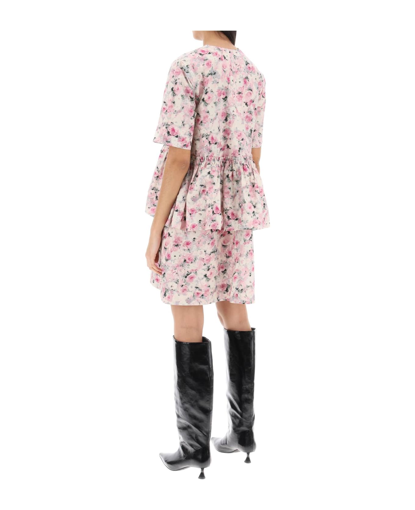 Ganni Organic Cotton Flounce Mini Dress - ORCHID SMOKE (Grey) ワンピース＆ドレス