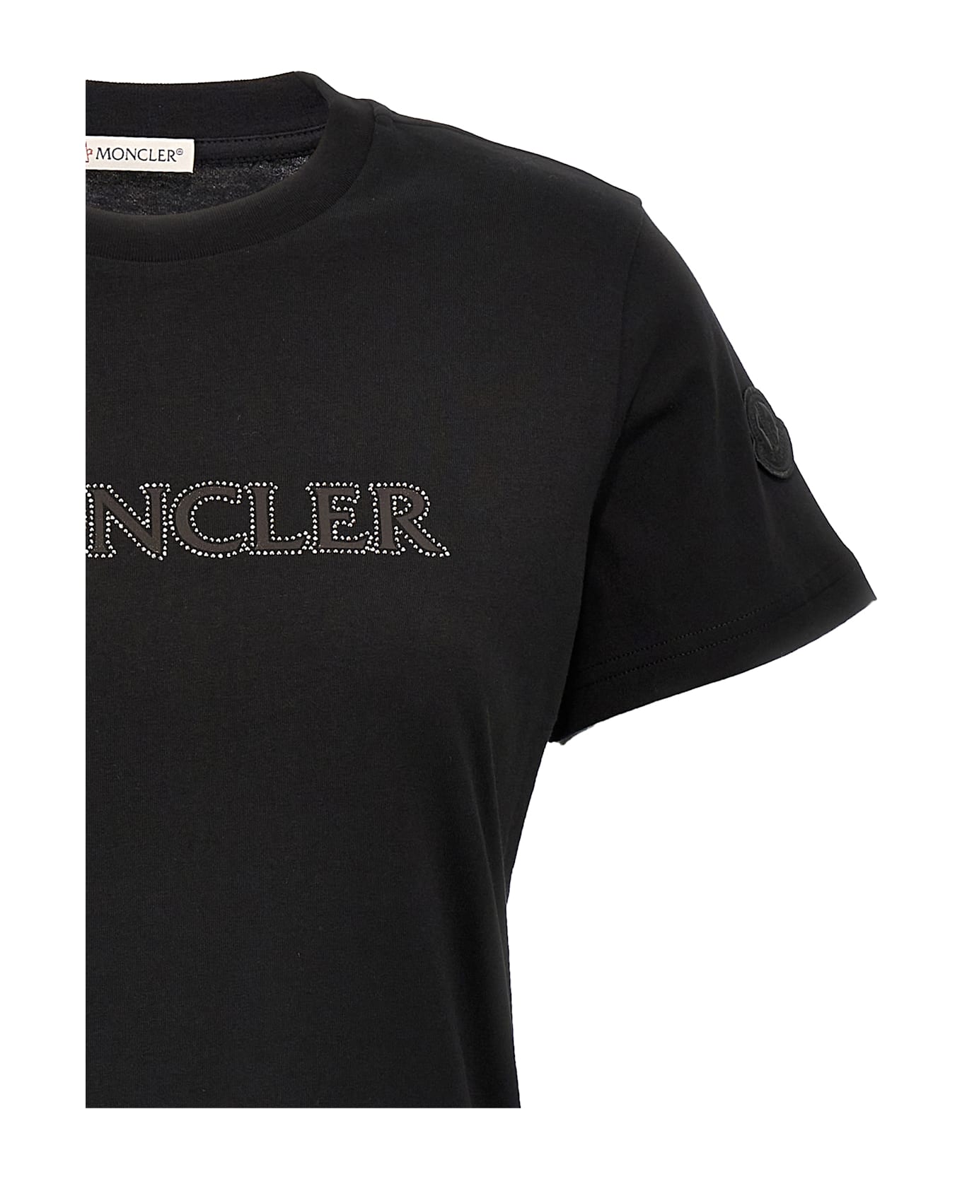 Moncler Rhinestone Logo T-shirt - Black