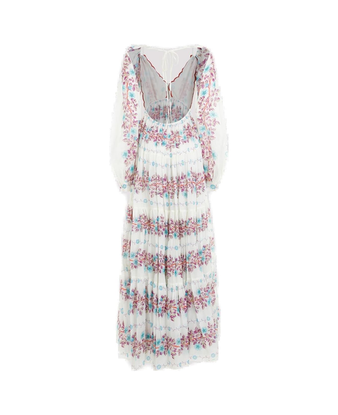 Etro Floral Printed Open-back Flared Maxi Dress - Multicolore
