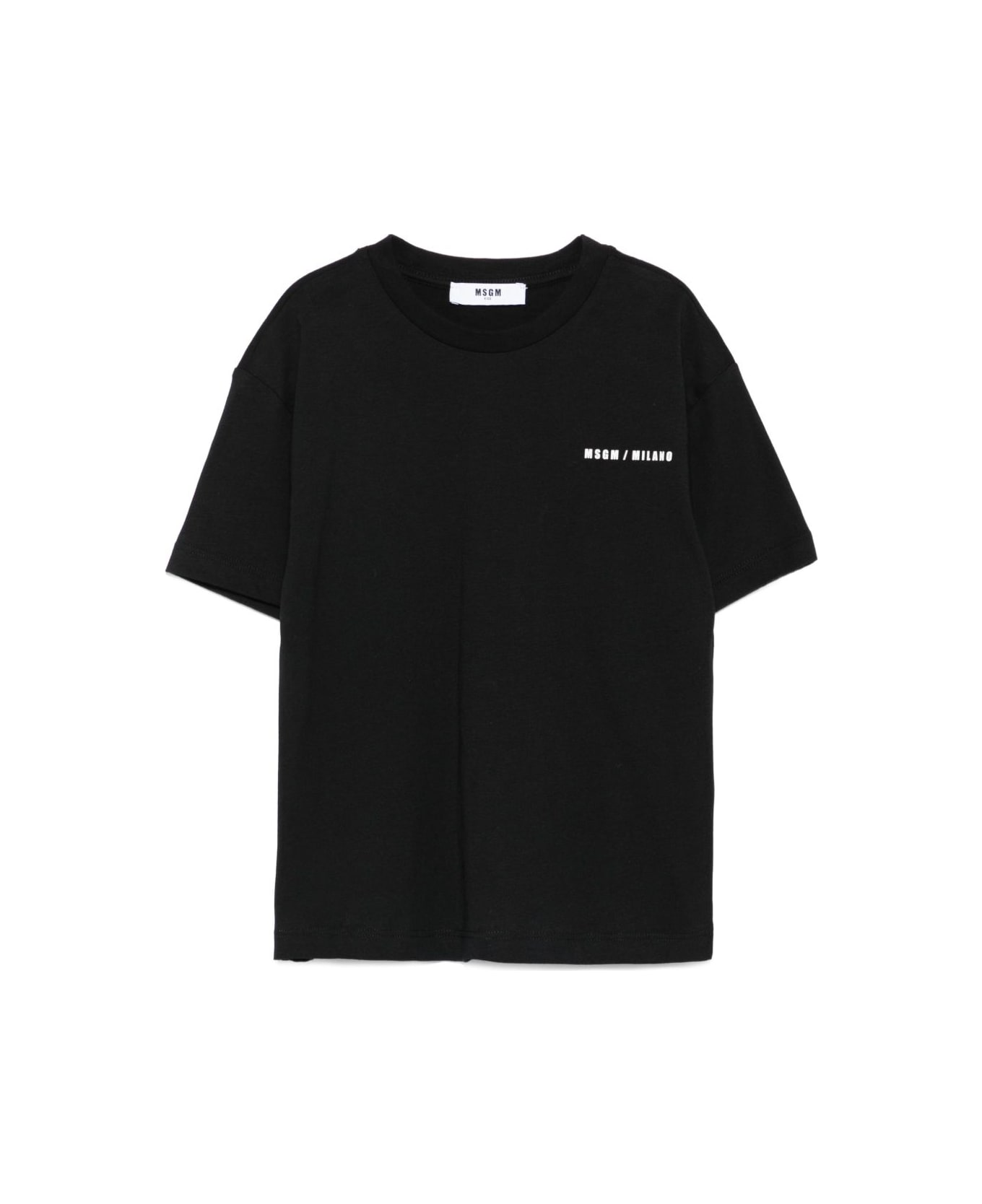 MSGM Kids Cotton T-shirt With Logo - Black