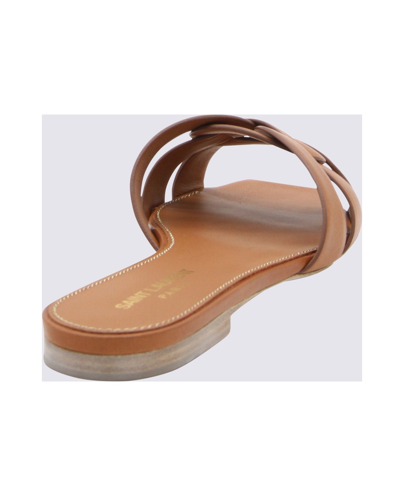 Saint Laurent Brown Leather Flats - Red