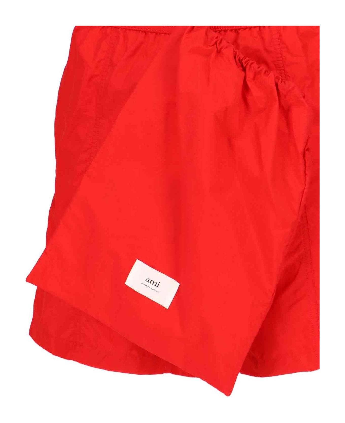 Ami Alexandre Mattiussi Logo Swimming Shorts - Red 水着