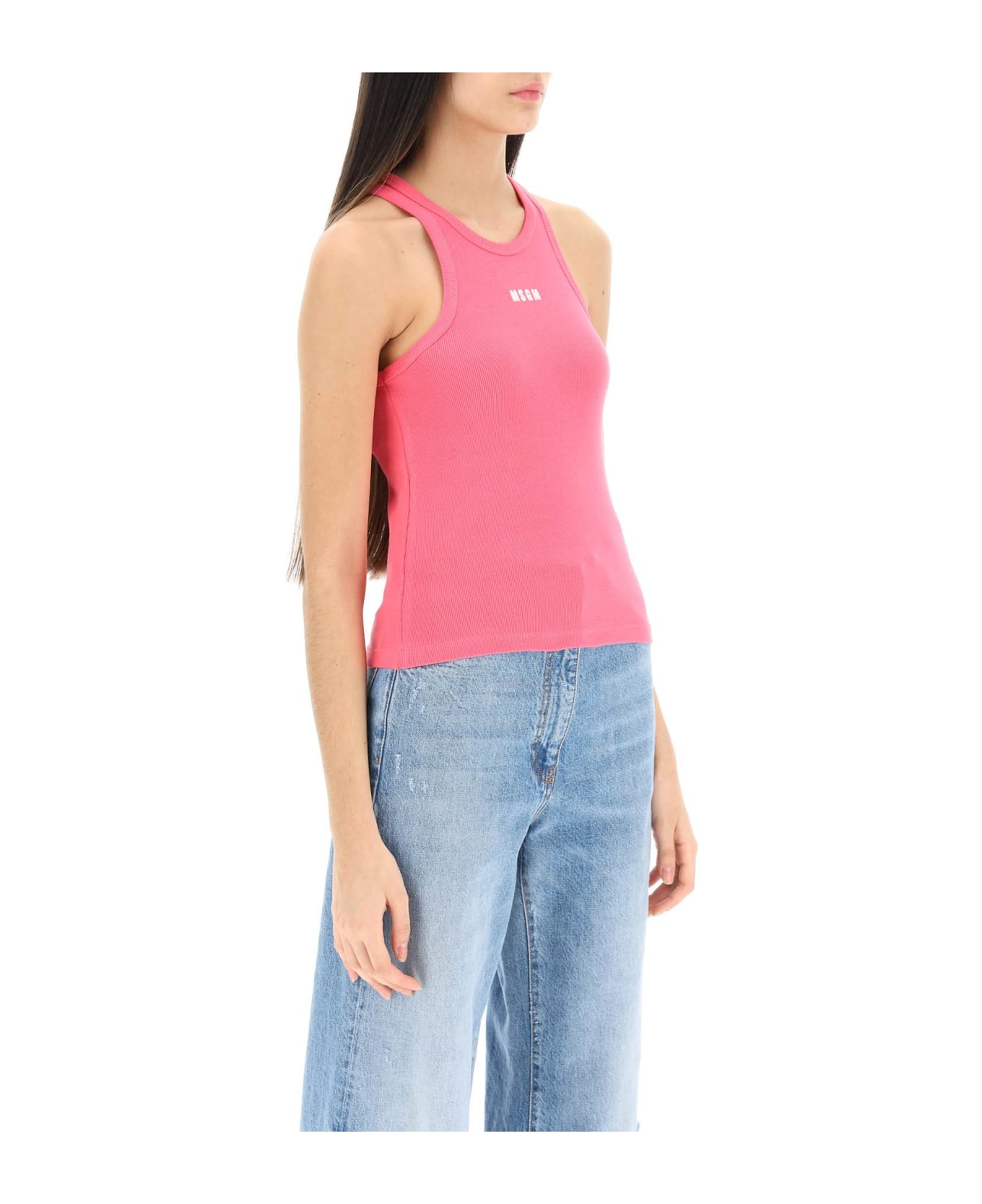MSGM Logo Embroidery Tank Top - HOT PINK (Pink)