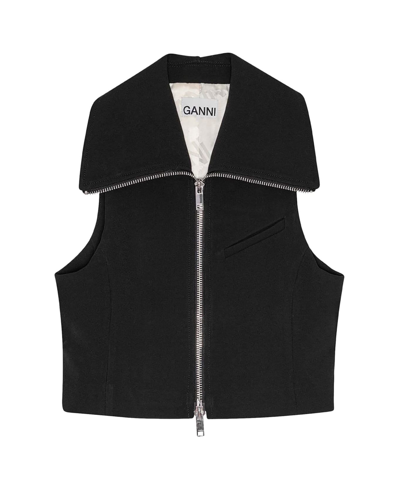 Ganni Zipped Vest - Black