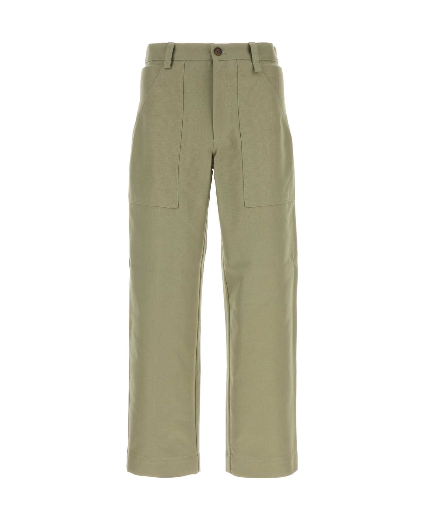 Maison Kitsuné Sage Green Cotton Pant - PEBBLE