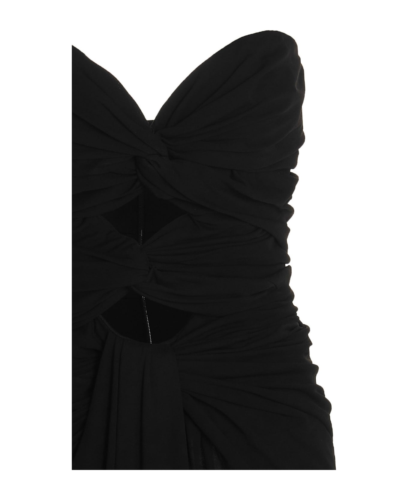 Saint Laurent Draped Cut Out Dress - Black  
