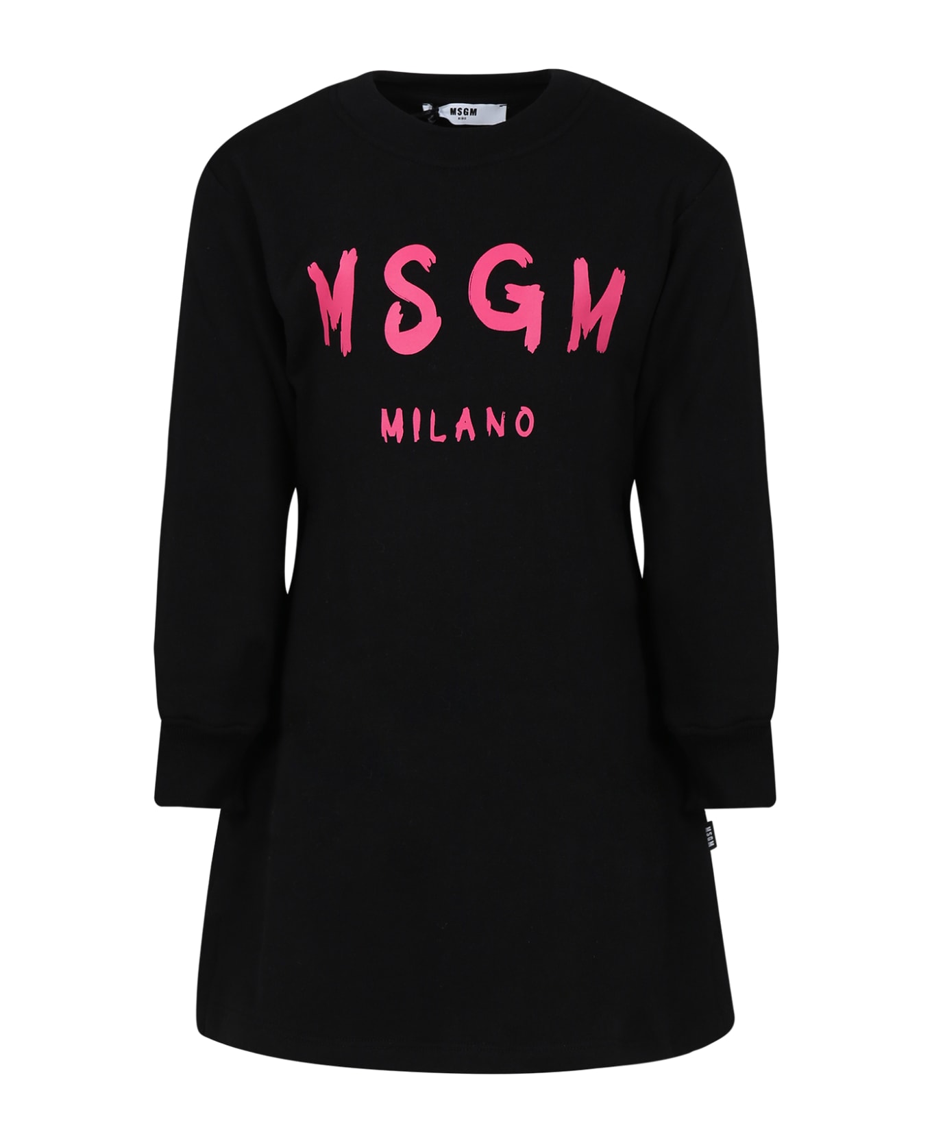 MSGM Black Dress For Girl With Logo - Black