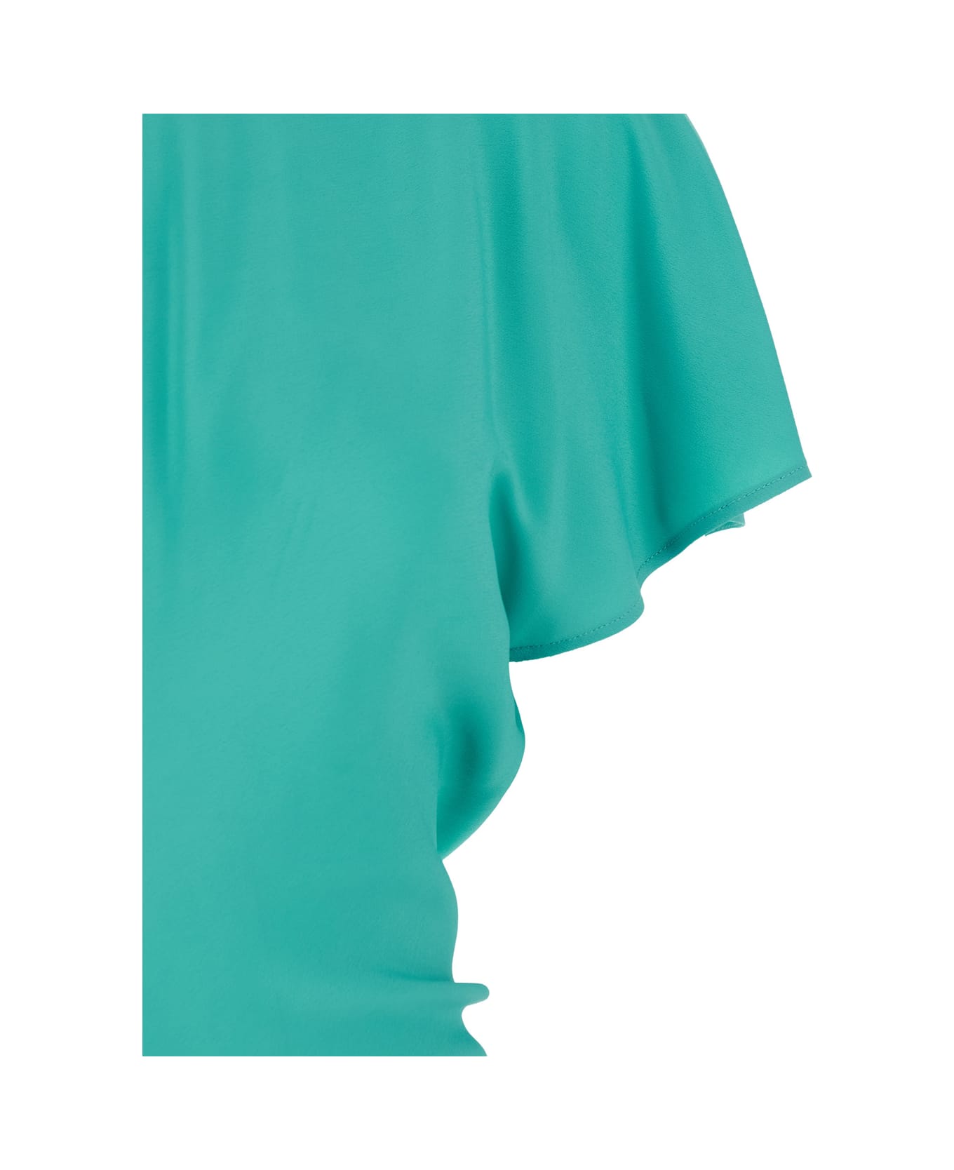 SEMICOUTURE Blue Long Dress With V-back Neckline And Tie Closure In Silk Blend Woman - Light blue