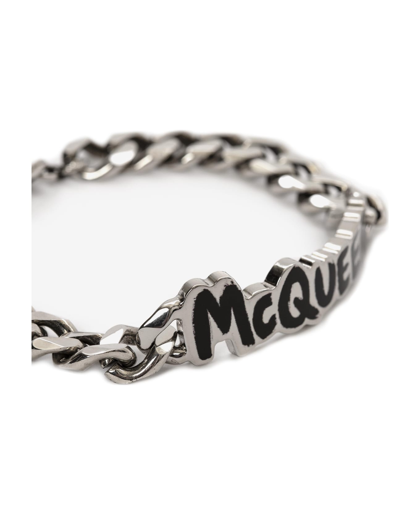 Alexander McQueen Graffiti Logo Bracelet - Nero