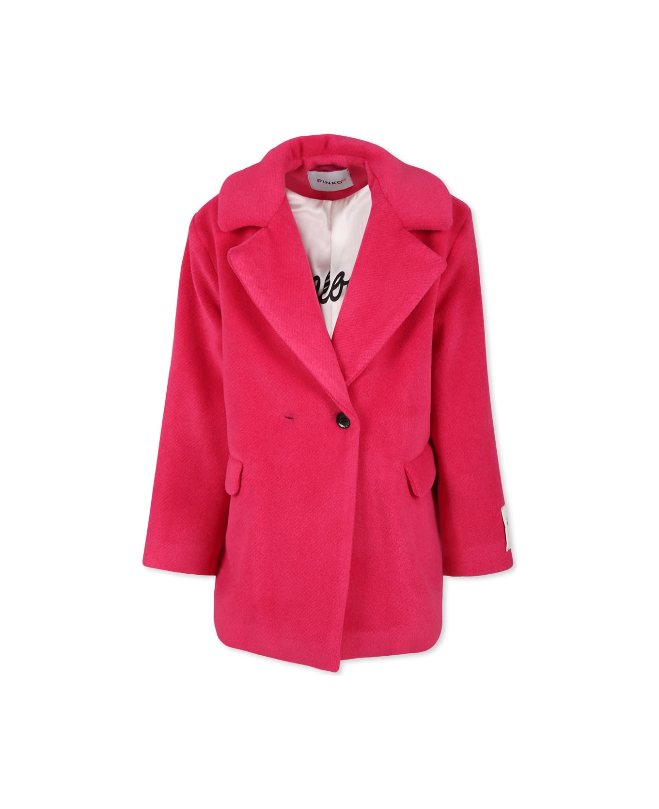 Pinko Fuchsia Coat For Girl With Logo - Fuchsia