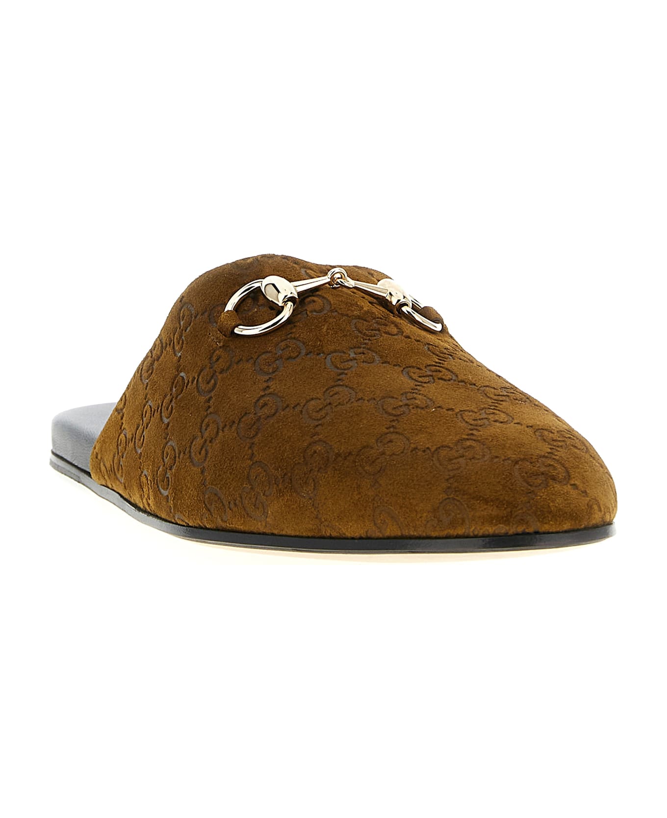 Gucci Sabot Suede Horsebit - Brown